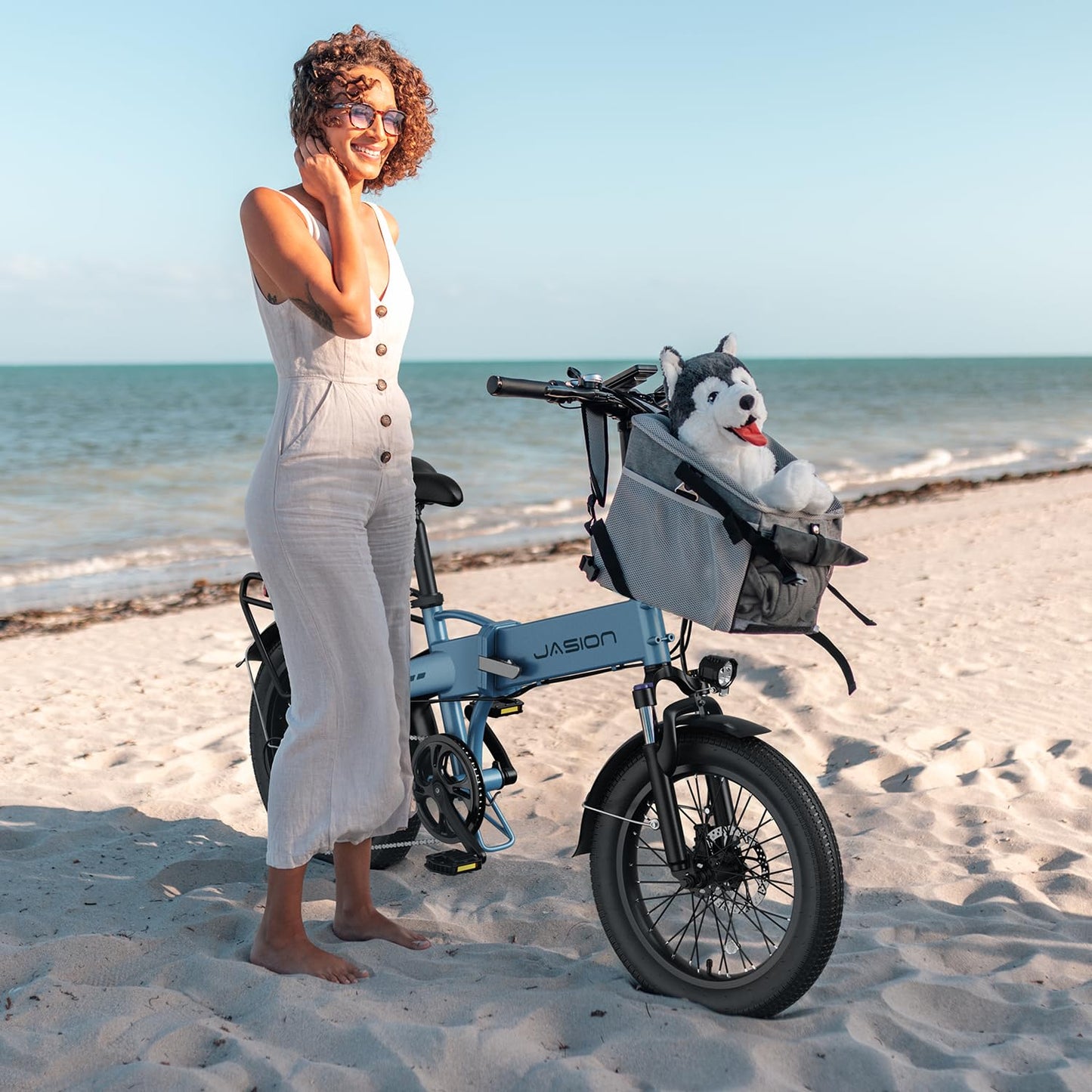 Jasion EBS Folding Electric Bike for Adults, Compact Portable 20" Fat Tire Ebike with 1200W Peak Motor, 48V Removable Battery, 25 MPH 50 Miles Aluminum Frame E-Bike for Trunk, RV, Apartment-UQL