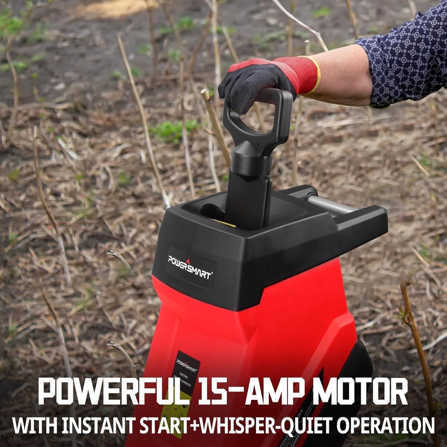 PowerSmart 120V 15A Corded Electric Wood Chipper, Shredders with 45mm Branch Capacity, Collection Bag for Garden