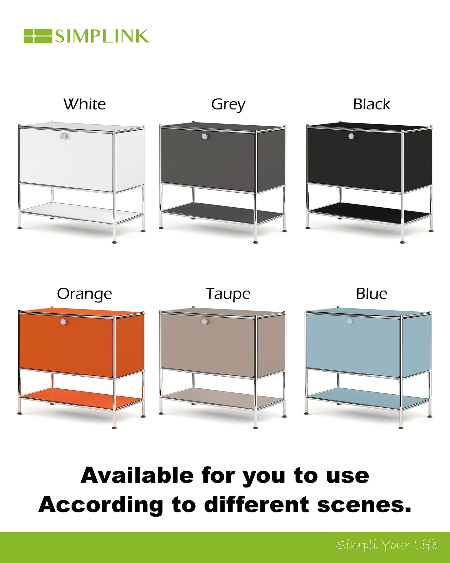Simplink Metal Sidetable with Flap Door, 27.5" Height - DIY Modern Furnishing for Home, Office, Foyer, Bedroom - Night Stand, Book Shelf, Bookshelf, Cube Storage Organizer, Bedside Table (Orange)