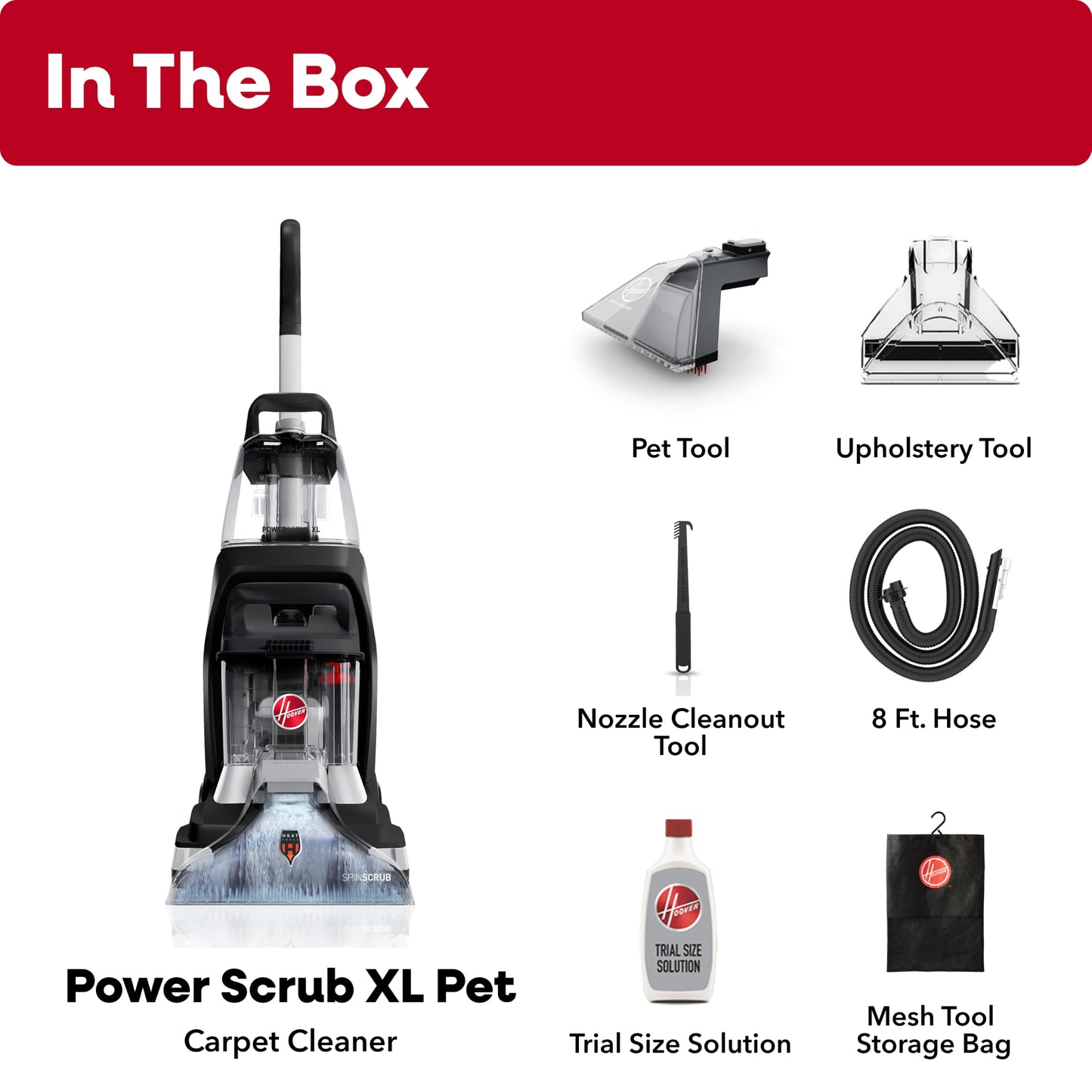 Hoover Powerscrub XL Pet Carpet Cleaner Machine, Upright Shampooer, FH68050, Black