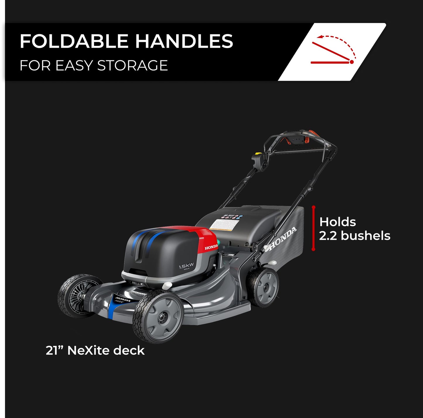 Honda HRX-BE 21-Inch Walk Behind 12 AH Battery Powered Lawn Mower with 2 Battery Bays, Variable Speed Self Propelled Lawn Mower with 2.2 Bushel Capacity, Easy-Off Grass Bag (HRX217YXBEXA6)