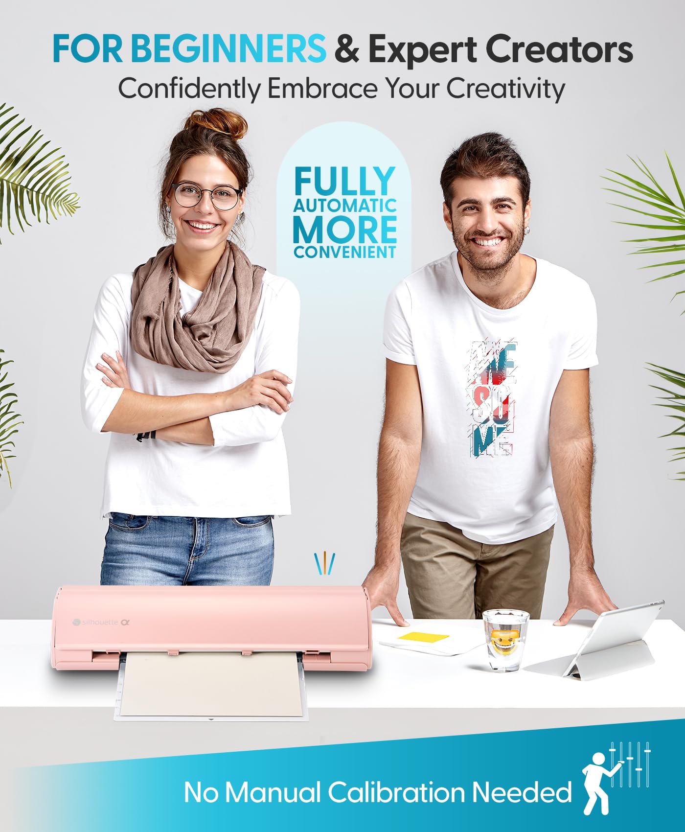 Silhouette America Cameo 5 Alpha (α) - Smart Cutting Machine for Print & Cut - Quiet Operation with AutoBlade, Studio Software, Cutting Mat- Vinyl, Paper & Fabric Compatible - Matte Pink