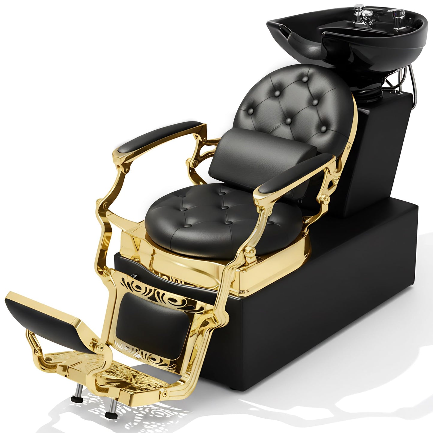 Hicomony Shampoo Bowl, Backwash Shampoo Station Chair, Adjustable Porcelain Ceramic Hair Wash Bowl Unit Station, Salon Equipment for Barbershop Beauty Spa Massage Hairdressing Equipment
