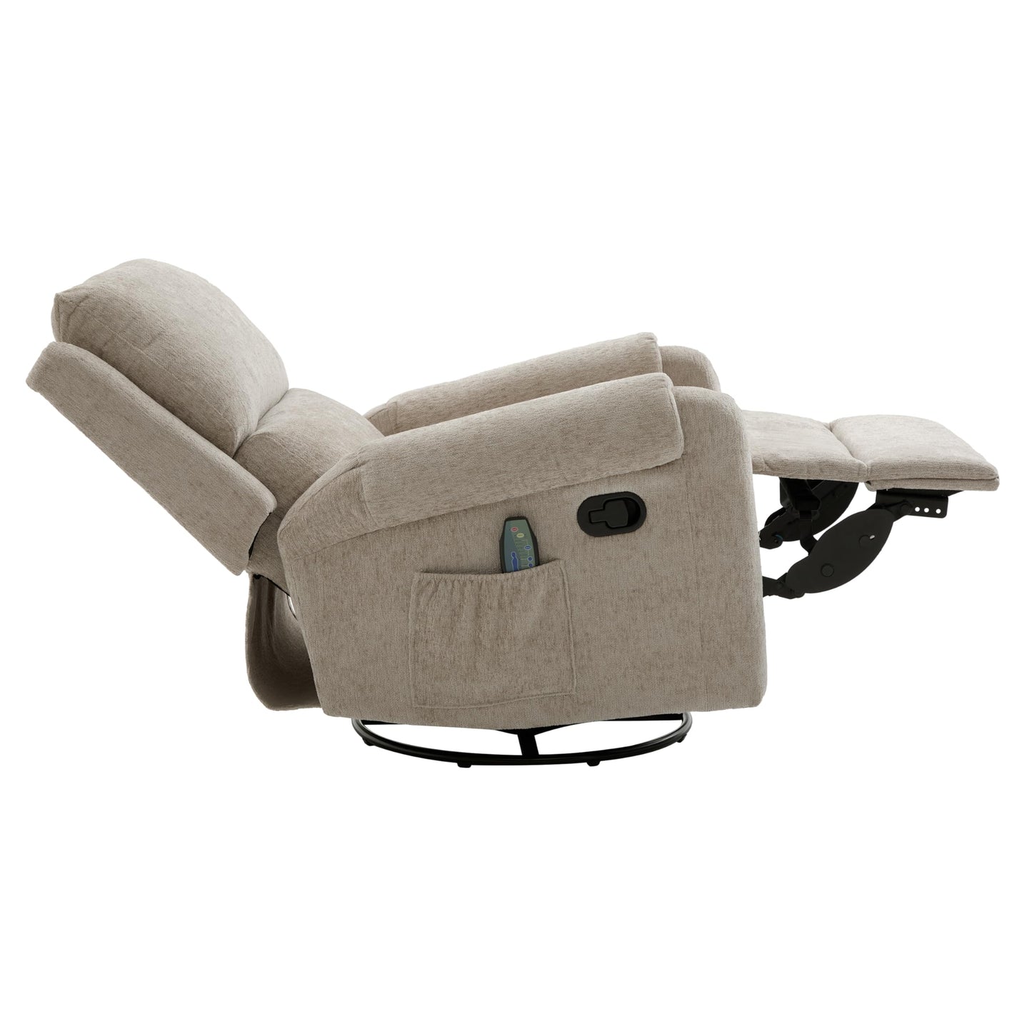 Christopher Knight Home Harper Massage Recliner Chair with 8 Modes, Chenille Upholstered Recliner Sofa, Swivel Massage Chair with a Side Storage Pocket for Living Room/Bedroom,Head Support,Light Brown
