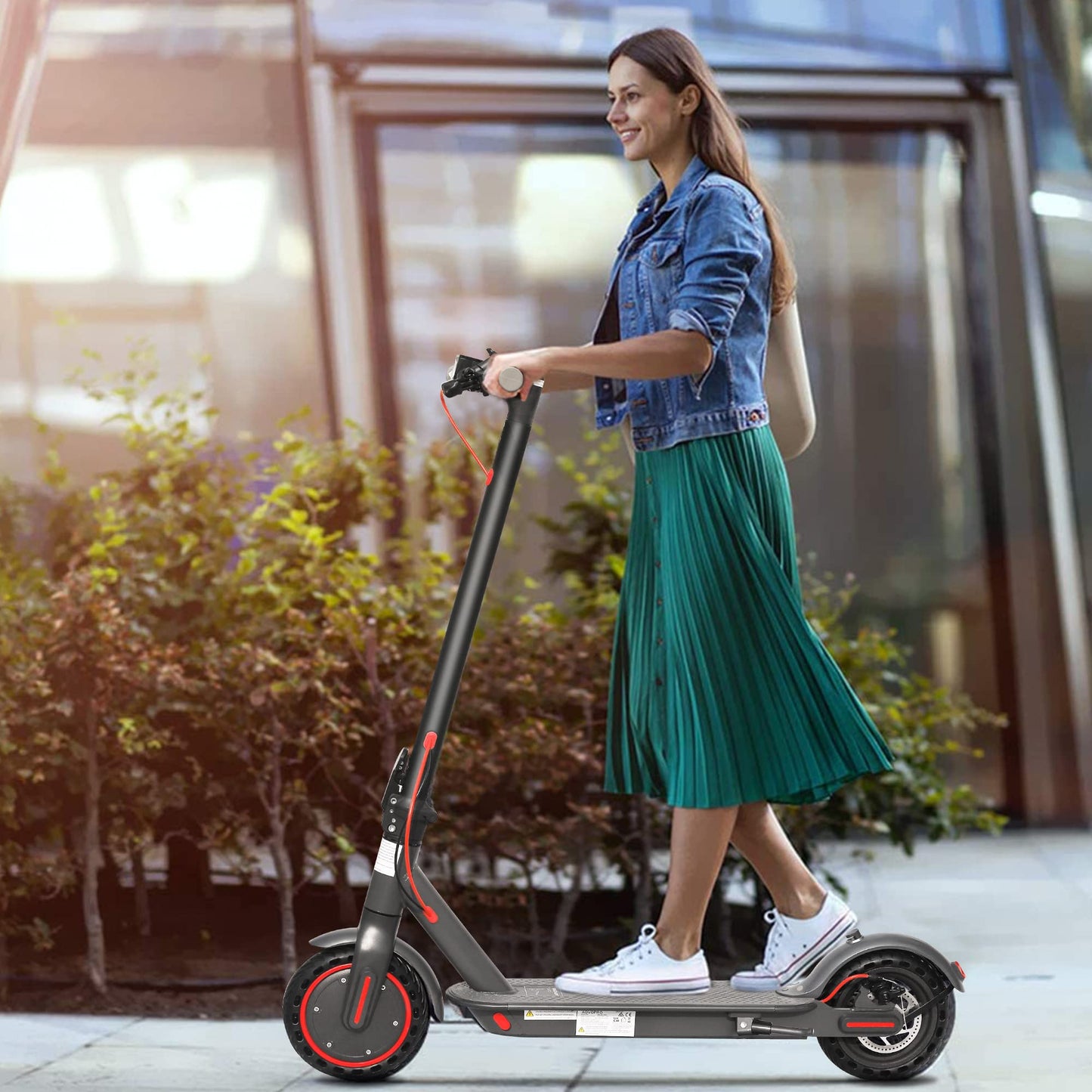 Roinside Scooter for Adults- 8.5" Solid Tires/350W Motor, 19 MPH Digital Display, Up to 21 Miles Long-Range Commuting Folding E-Scooter for Adults with Dual Braking System, App Control