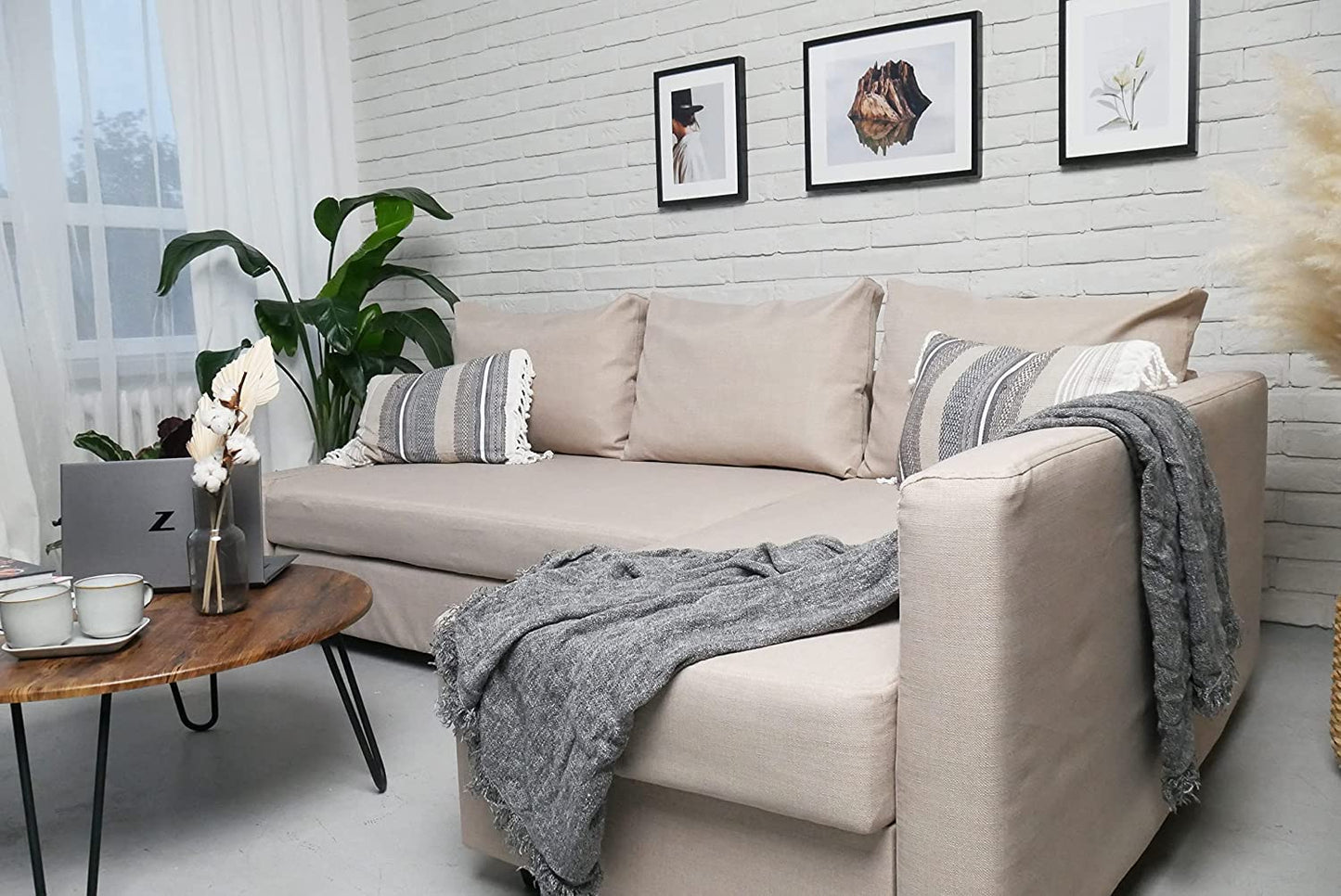 MASTERS OF COVERS Snug Fit Friheten Slipcover for The IKEA Friheten with Chaise Corner Cover, Sofa Bed Cover, Sectional Slipcover Replacement (Light Khaki(Cover Only!Not Sofa!)