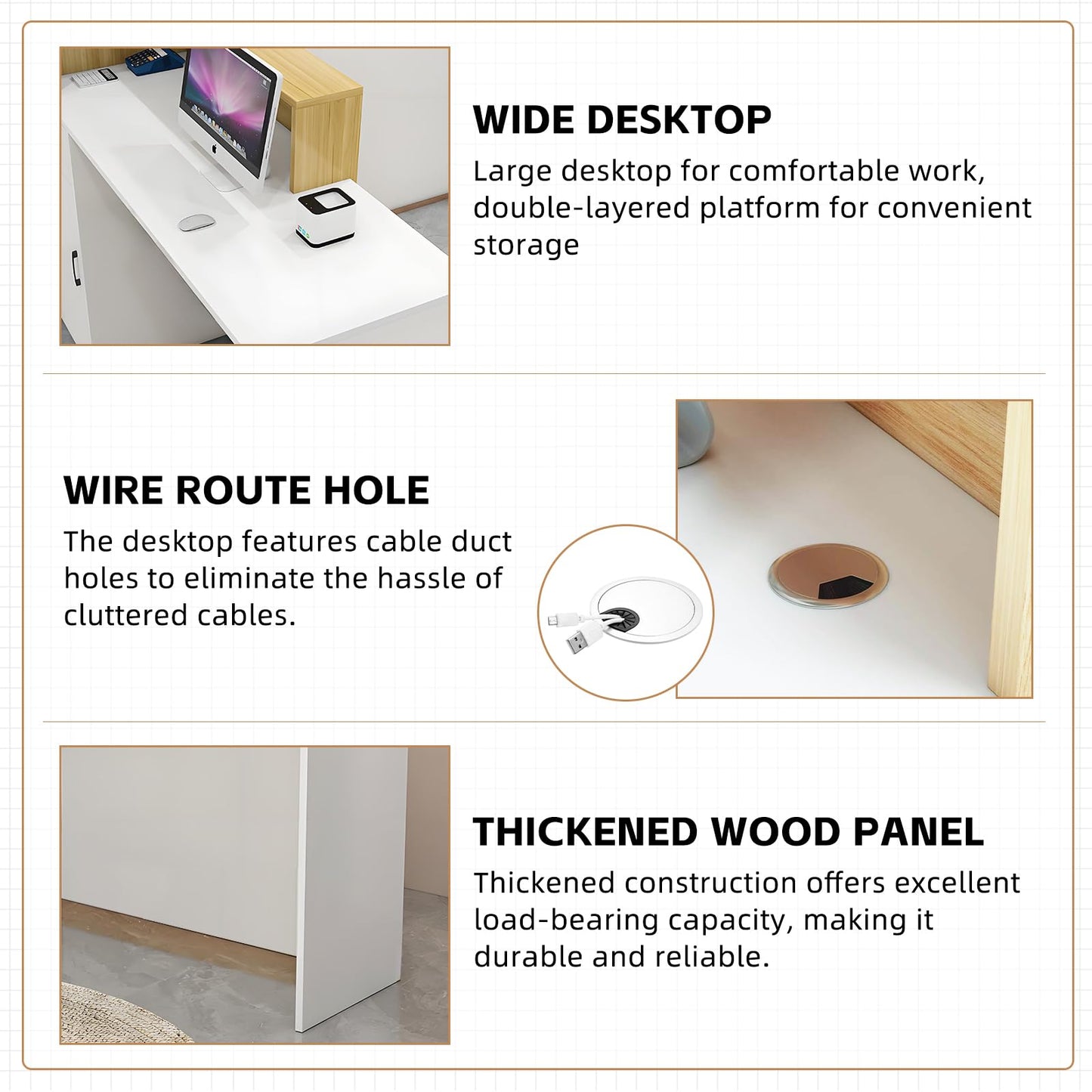 TKKUPLG Modern Reception Desk with Counter & Drawers, Front Desk Reception Counter for Salon/Office/Lobby