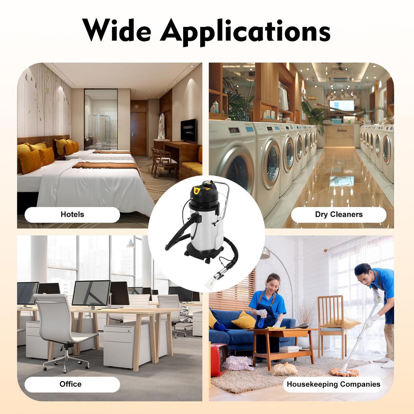 40L/10.56Gal Commercial Carpet Cleaner Machine, 1049W Heavy Duty Spraying Floor Brush Cleaner, Extractor Vacuum Washing Machine, 230mbar Suction, for Floor Couch Sofa Cleaning