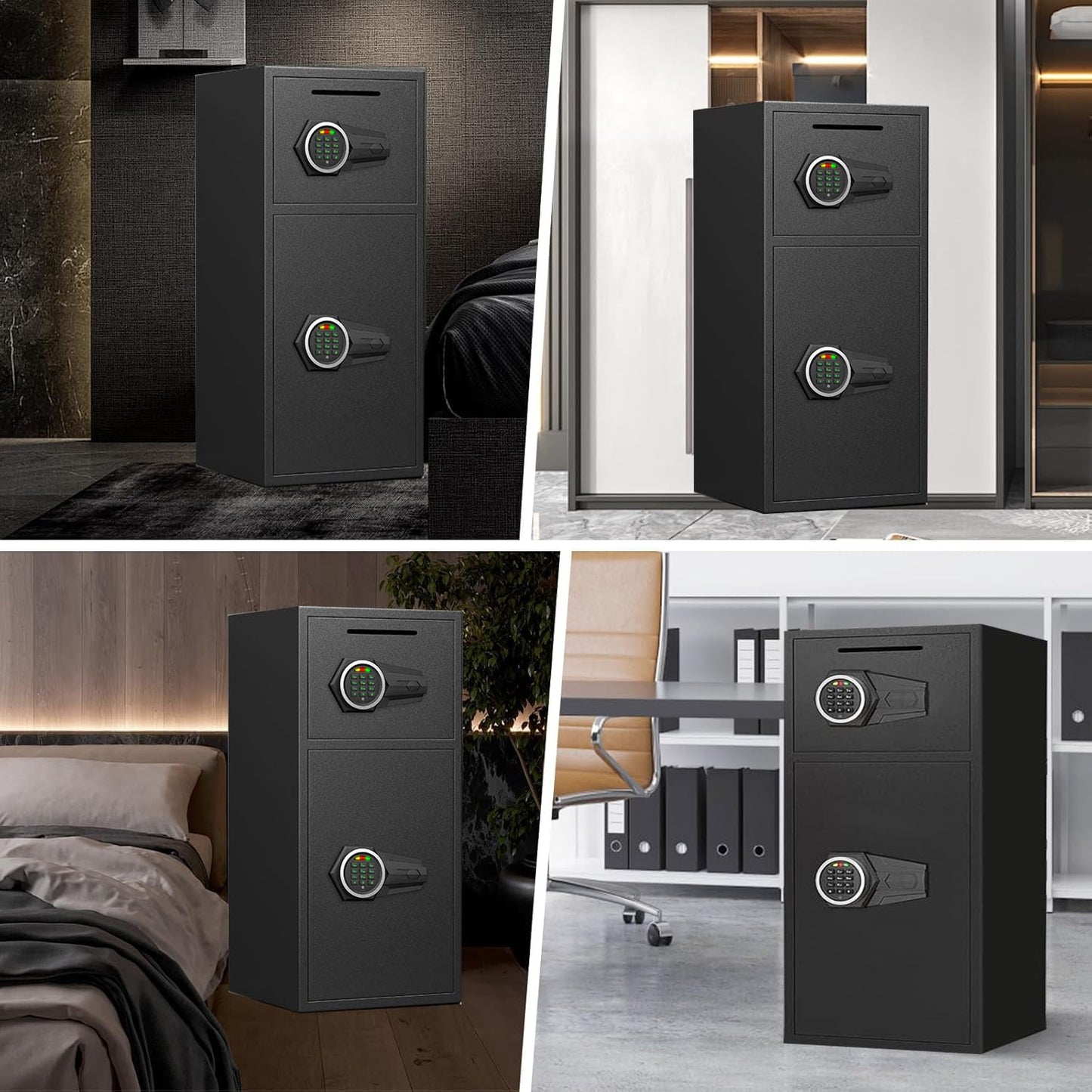 Karbeen 7.0 Cu ft Large Safe Box Fireproof Waterproof, Money Safe With Mute Function and LED Light, Digital KeypadHome Safes with Deposit Slot & Dual Alarm System,Security Box for Money Valuables