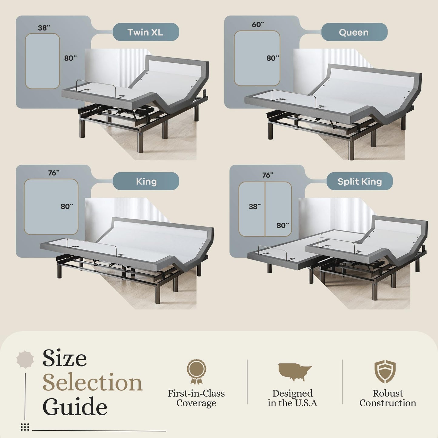 Sven & Son Harmony Adjustable Bed Base, Head and Foot Lift, Massage, Under-Bed Lights, USB, Memory, Zero Gravity Smart Frame - Queen