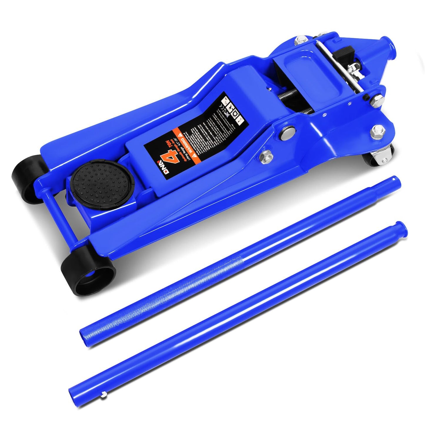 DNA Motoring Low Profile Hydraulic Trolley Service/Floor Jack, 4 Ton (8000 lbs) Capacity, Lifting Range 4.5"-20",Blue,TOOLS-00308