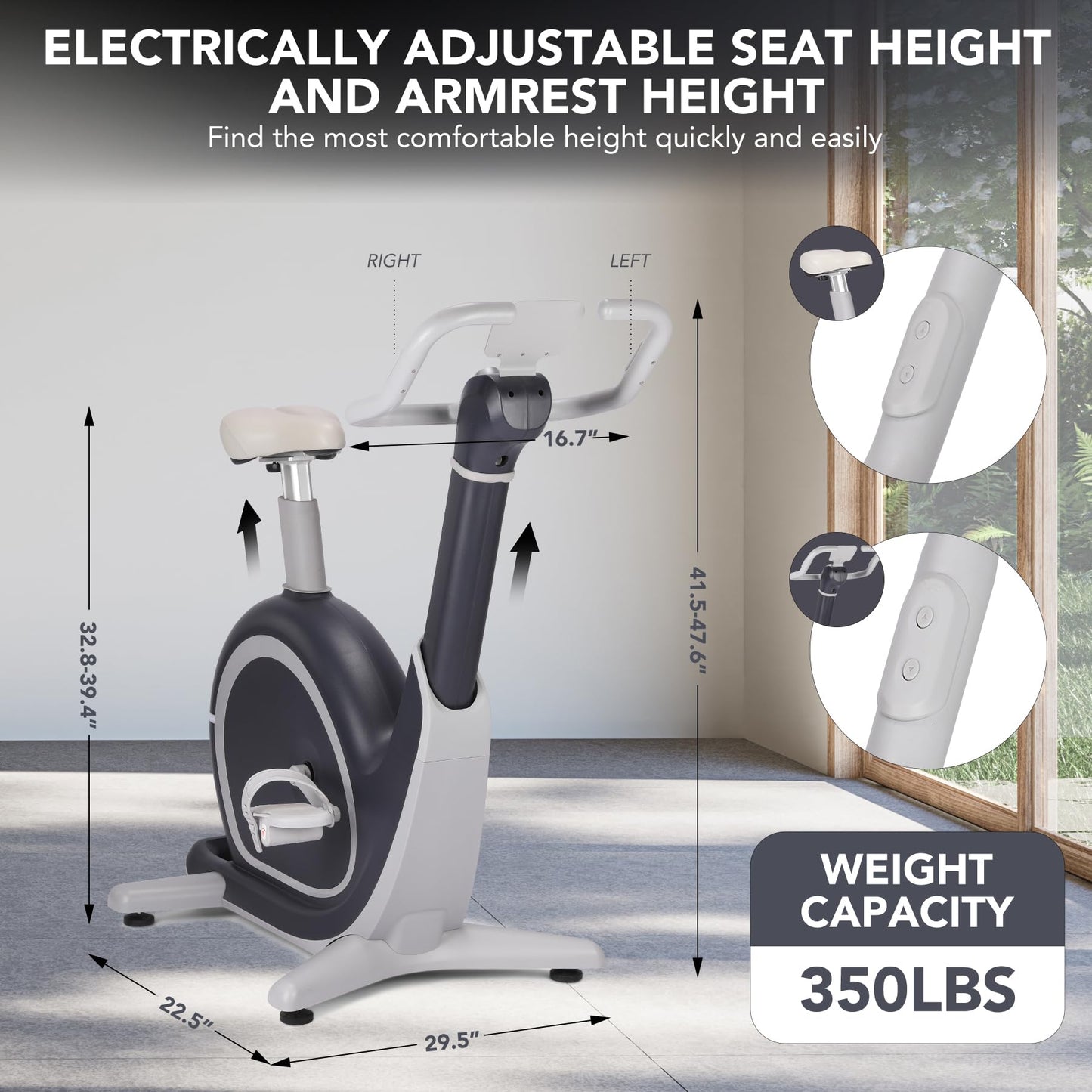 Magnetic Exercise Bike, Indoor Cycling Bike With Self-Developed App, 350 Lbs Weight Capacity & 2 In 1 LCD Monitor and Tablet Holder, Stationary Bike for Home Gym Fitness
