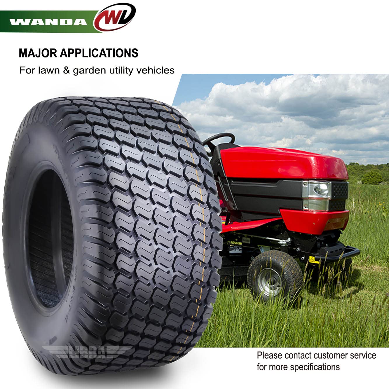 WANDA Set 4 13X6.5-6 & 26X12-12 Zero turn Lawn Mower Tractor Cart Turf Tires 4 Ply-13207/13056
