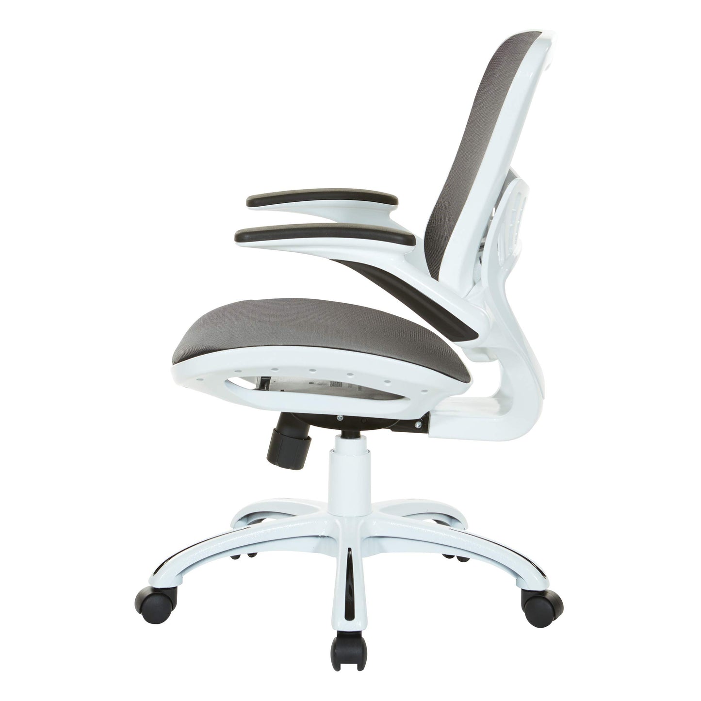 OSP Home Furnishings Riley Ventilated Manager's Office Desk Chair with Breathable Mesh Seat and Back, White Base with Black