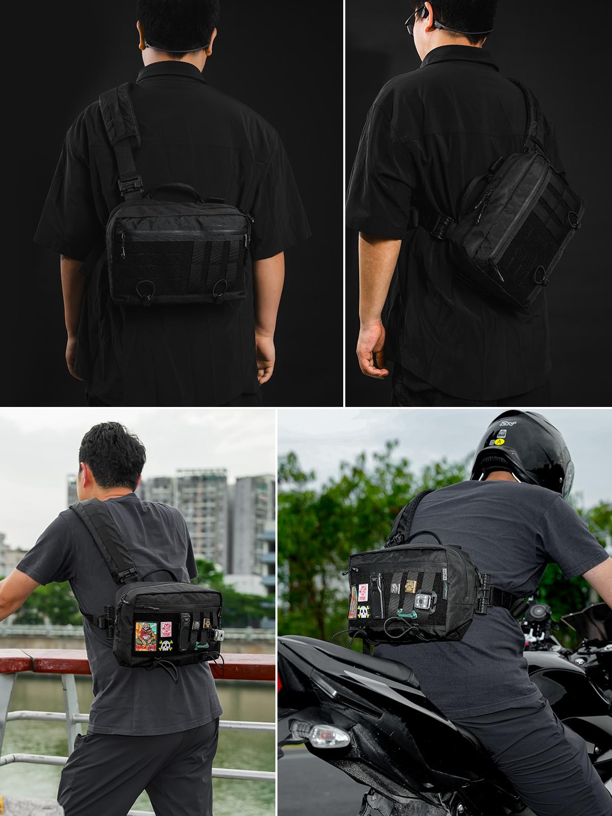 TACTICAL_GEEK L3 Pro EDC Crossbody Bag, Chest Bag with Adjustable Strap,Daily Carry Sling Pack, Large Capacity Daypack Organizer for Camera, Drones(X-PAC Black)