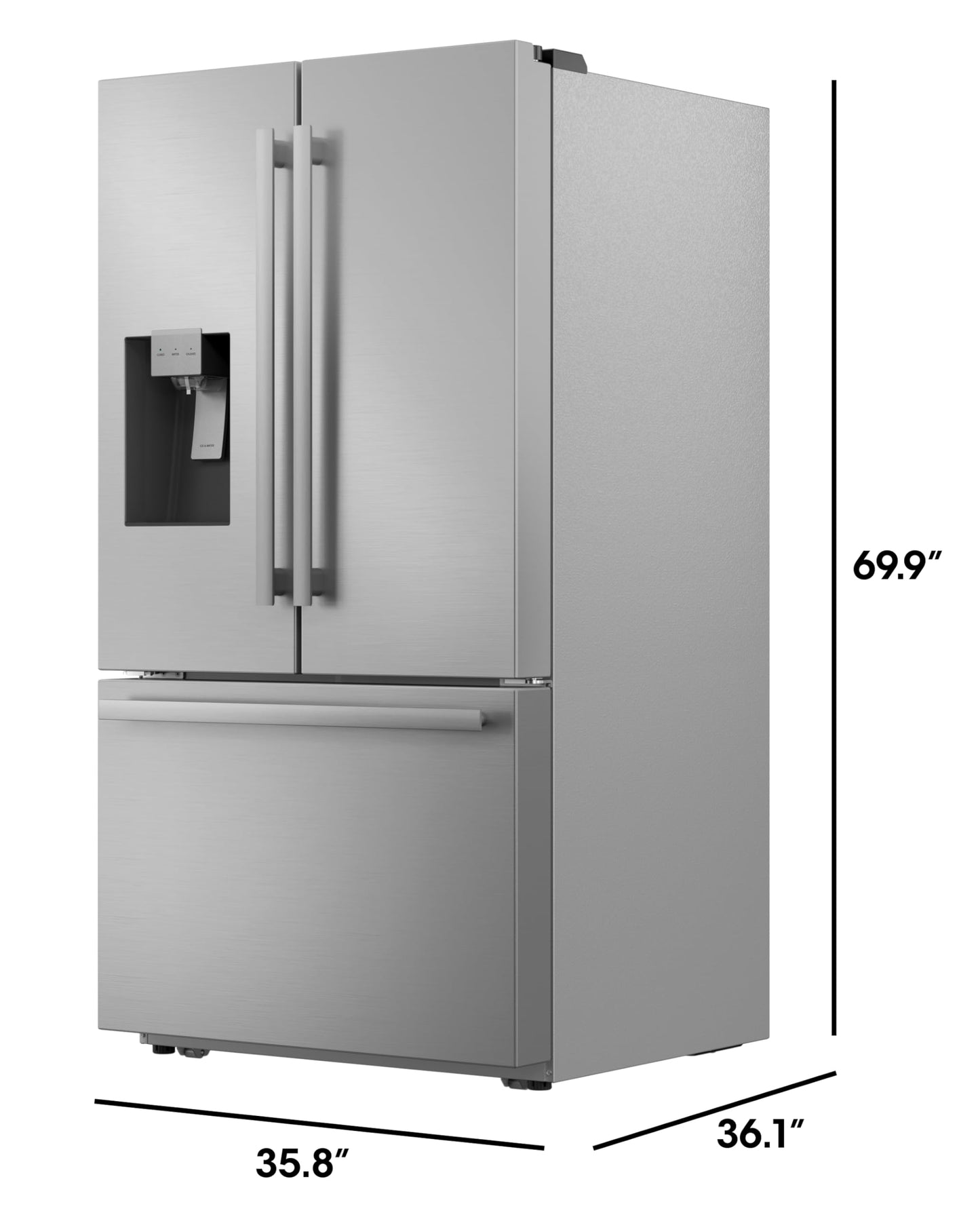 Sharp SJF2955KS 28.9 cu. ft., 3-door French Door Refrigerator, Ice/Water Dispenser, Advanced Cooling Plus System, Chill-Boost & Freezer-Boost, Automatic Dual Ice Maker Garage Ready, Stainless Steel