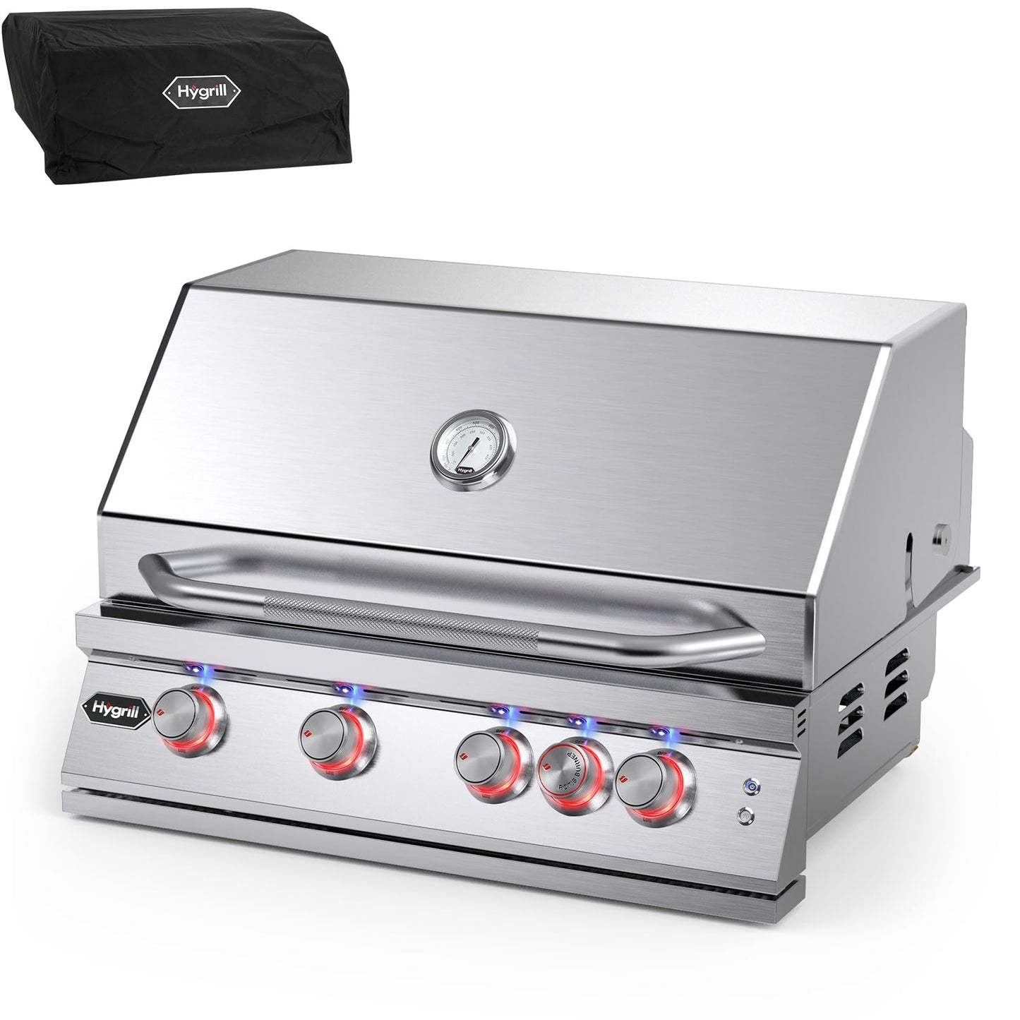 Hygrill Premium XTR 32-Inch Built In Grill, Stainless Steel 4-Burner Grill Head for Outdoor Kitchen with Rear Infrared Burner and LED Lights, Liquid Propane