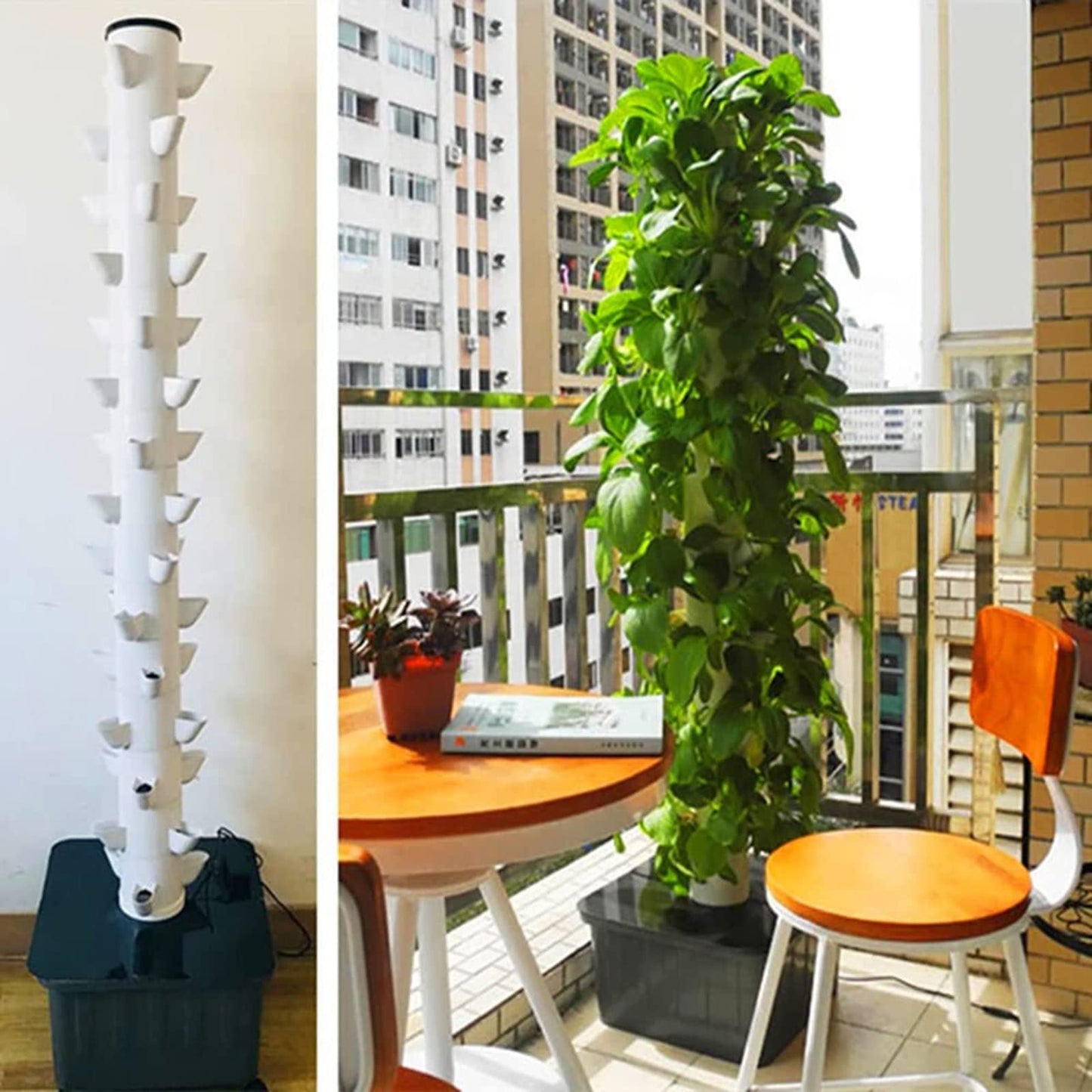 45 Pots Hydroponics Tower Set,Aquaponics Grow System,Vertical Farming Aeroponic Tower Equipment for Indoor Herbs,with Hydrating Pump, Timer