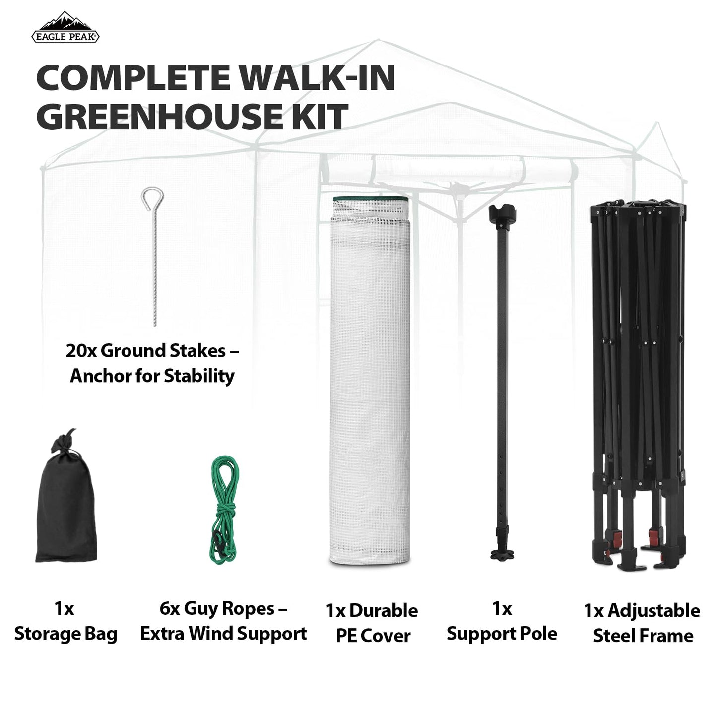 EAGLE PEAK 8.5x8.5 Portable Walk in Greenhouse, Pop Up Indoor Outdoor Greenhouse, Green House Kit with Zippered Roll-Up Doors and Windows, Hexagon Design, PE Cover, Clear/White