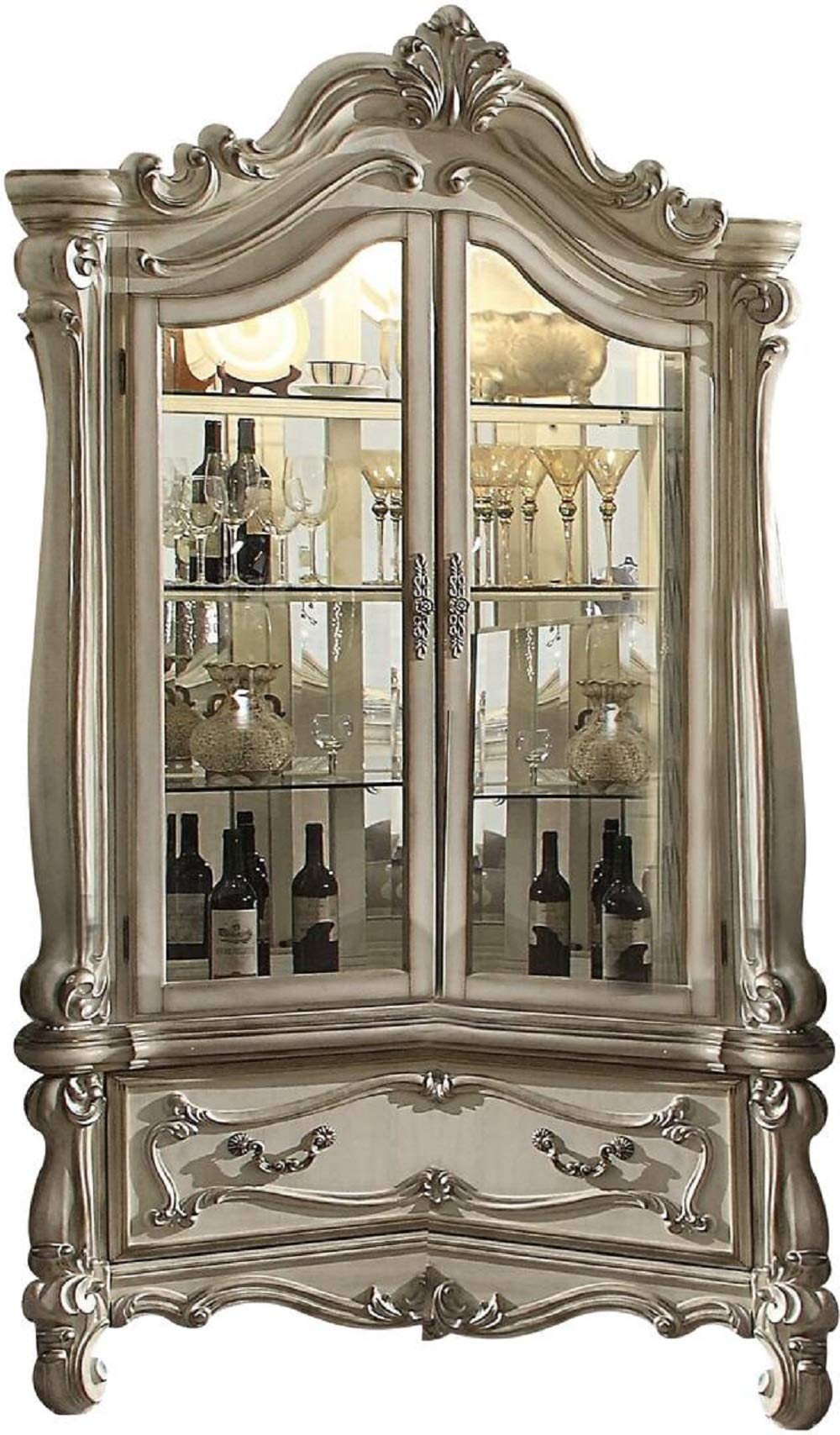 ACME Versailles Curio Cabinet - - Bone White