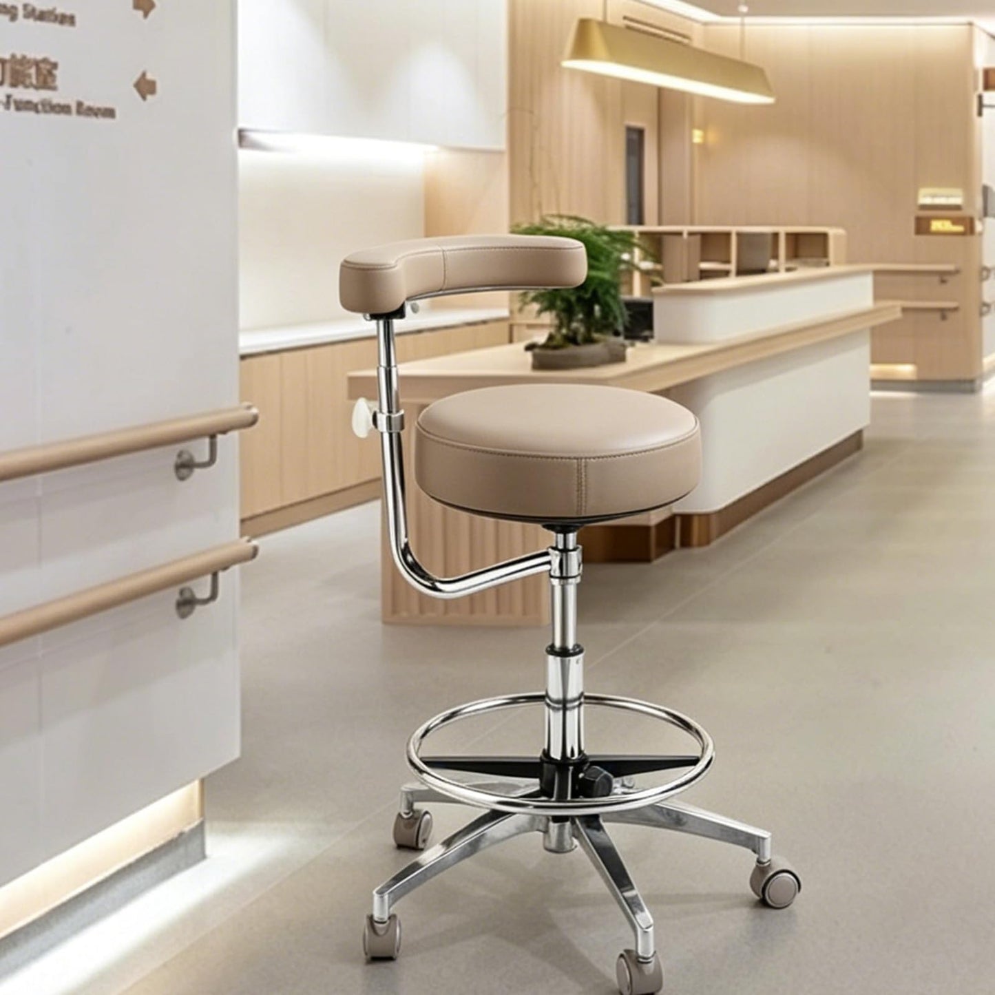 Viviange Ergonomic Dental Stool with Adjustable Height & Rolling Base - Comfortable Dentist Chair for Hygienists, Assistants, & Medical Professionals - Grey