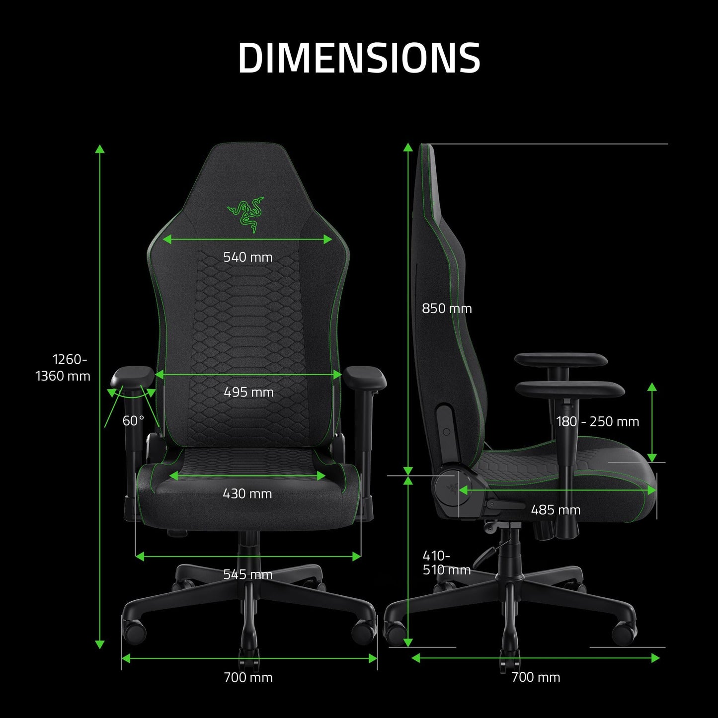Razer Iskur V2 X Ergonomic Gaming Chair: Built-in Lumbar Support - Widened Seat Base - High Density Foam Cushions - Adjustable 152 Degree Recline - 2D Armrests - Plush Fabric Finish - Black