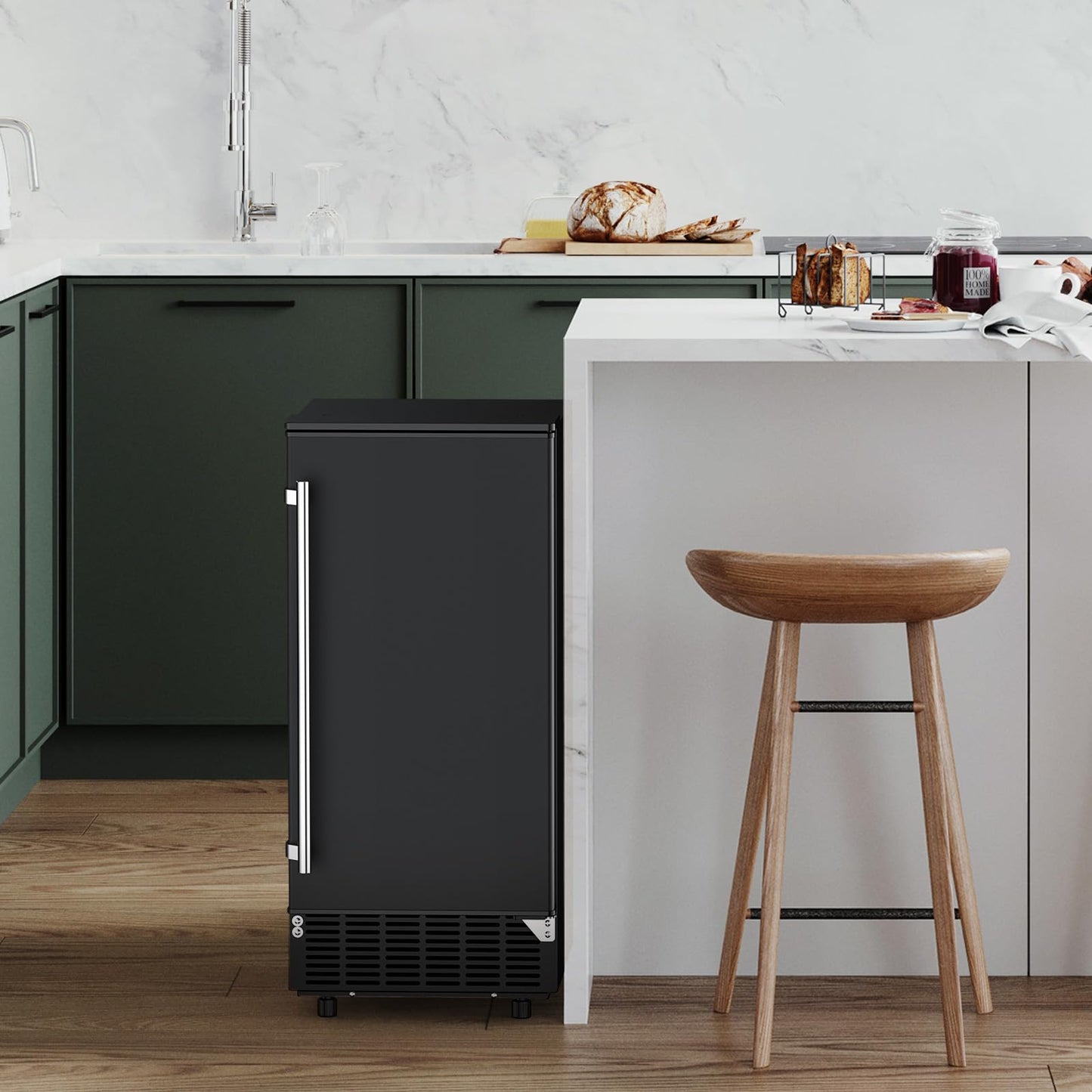 COWSAR Commercial Cube Ice Maker, Freestanding Ice Machine, 80lbs/24H, 40 Ice Cubes/Cycle, Reversible Door, 24H Timer & Self-Cleaning, Under Counter Ice Cube Machine for Bar/Cafe/Home