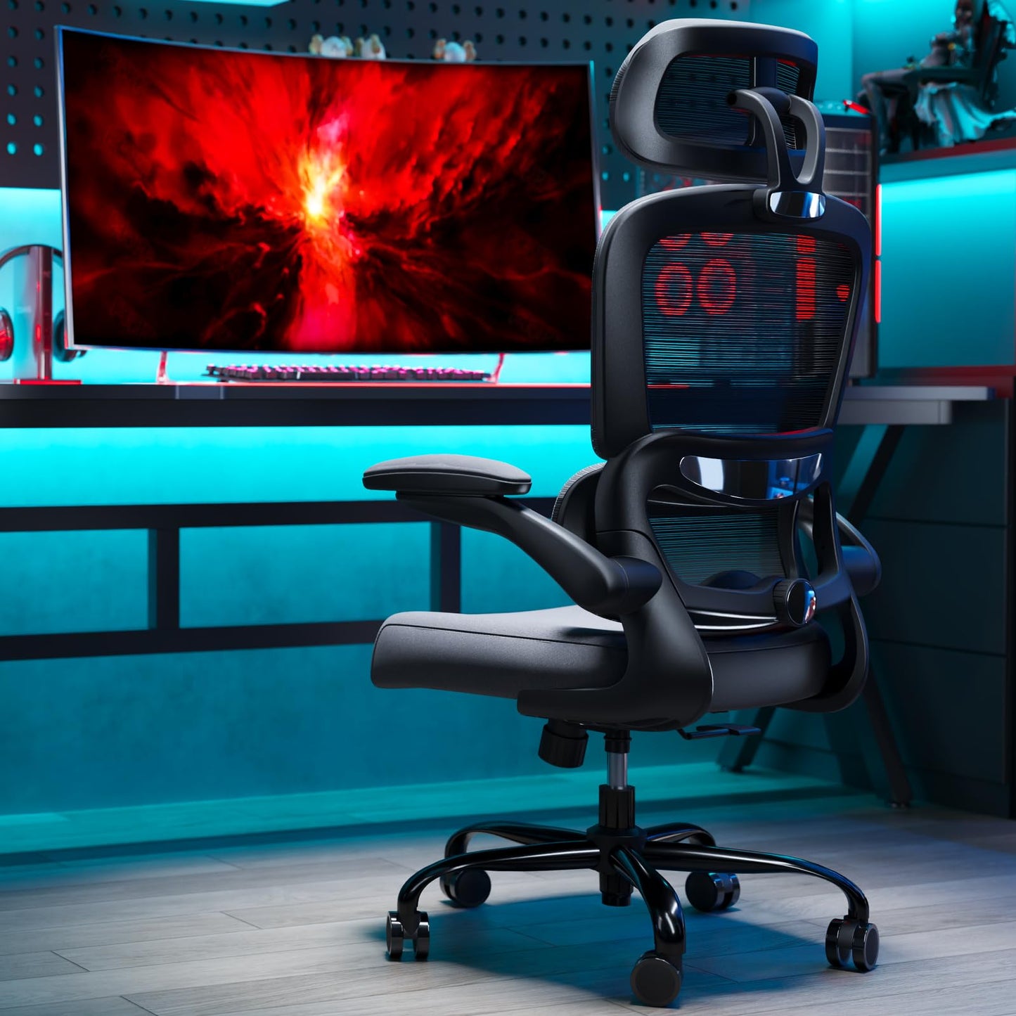 TRALT Office Chair Ergonomic Desk Chair, 330 LBS Home Mesh Office Desk Chairs with Wheels, Comfortable Gaming Chairs (Dark Grey)