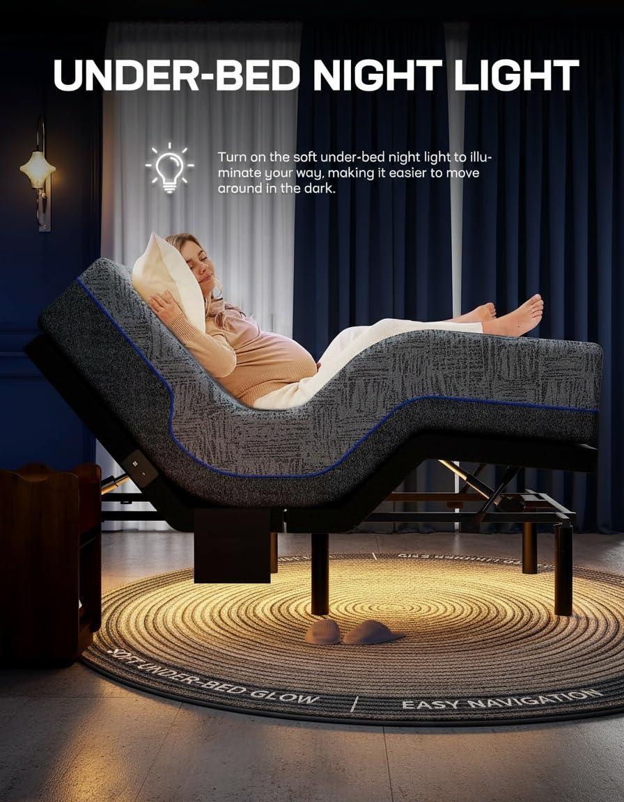 Marsail NS0 Split King Adjustable Bed Base,Smart Dual Motor Frame, Zero Gravity, Anti-Snore, Wireless Remote, 4 USB Ports & Under Bed Lighting, Quick 3-Min Setup