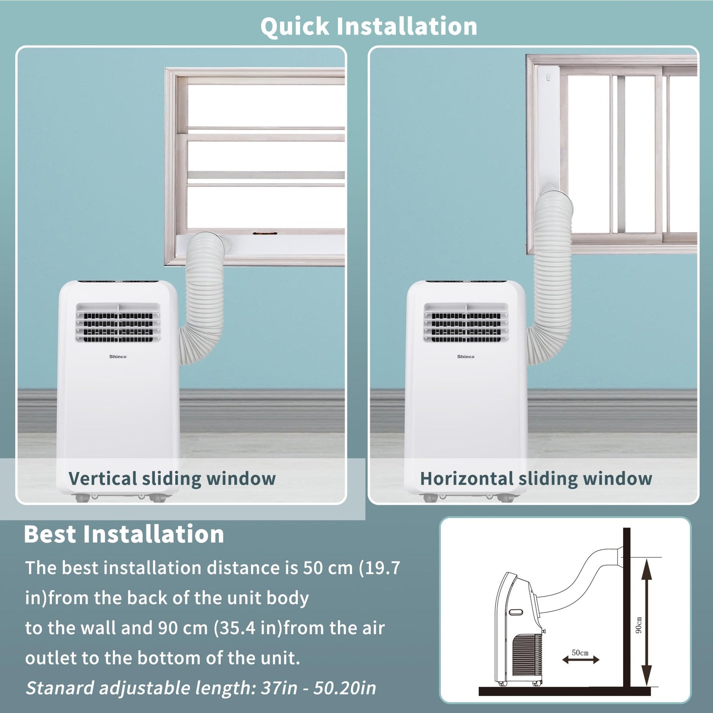Shinco 8,000 BTU Portable Air Conditioner - 3-in-1 Cool/Dehumidifier/Fan for Rooms Up to 350 sq.ft, Remote Control & 24H Timer, Compact AC Unit for Bedroom/Office