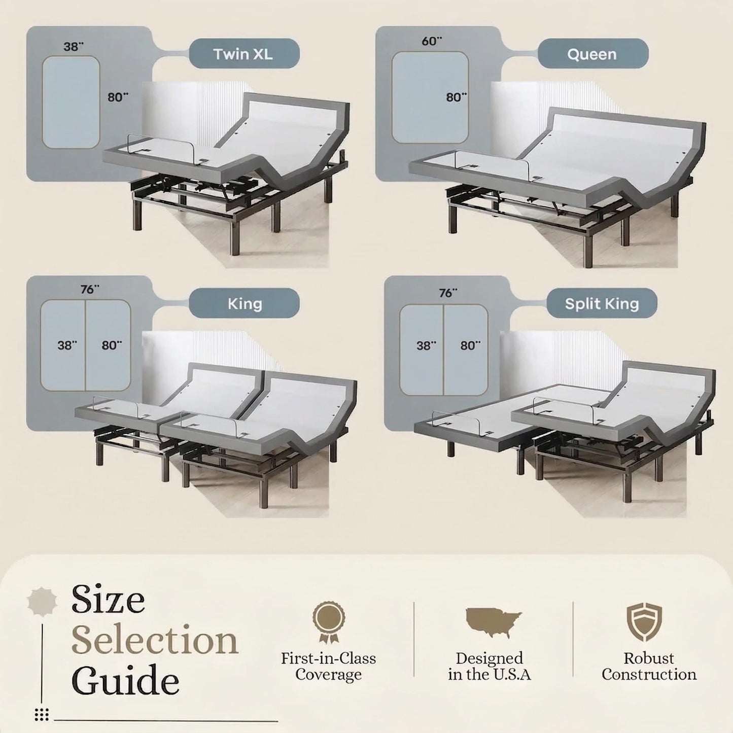 Sven & Son Harmony Adjustable Bed Base, Head and Foot Lift, Massage, Under-Bed Lights, USB, Memory, Zero Gravity Smart Frame - King