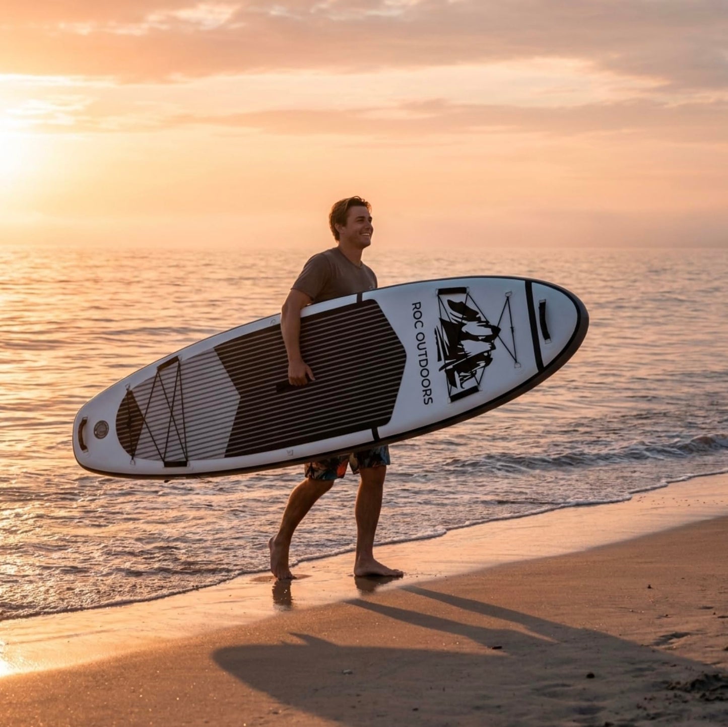 Roc Inflatable Stand Up Paddle Board 10' 6" with Premium SUP Paddle Board Accessories, Wide Stable Design, Non-Slip Comfort Deck for Youth & Adults (Black & White)