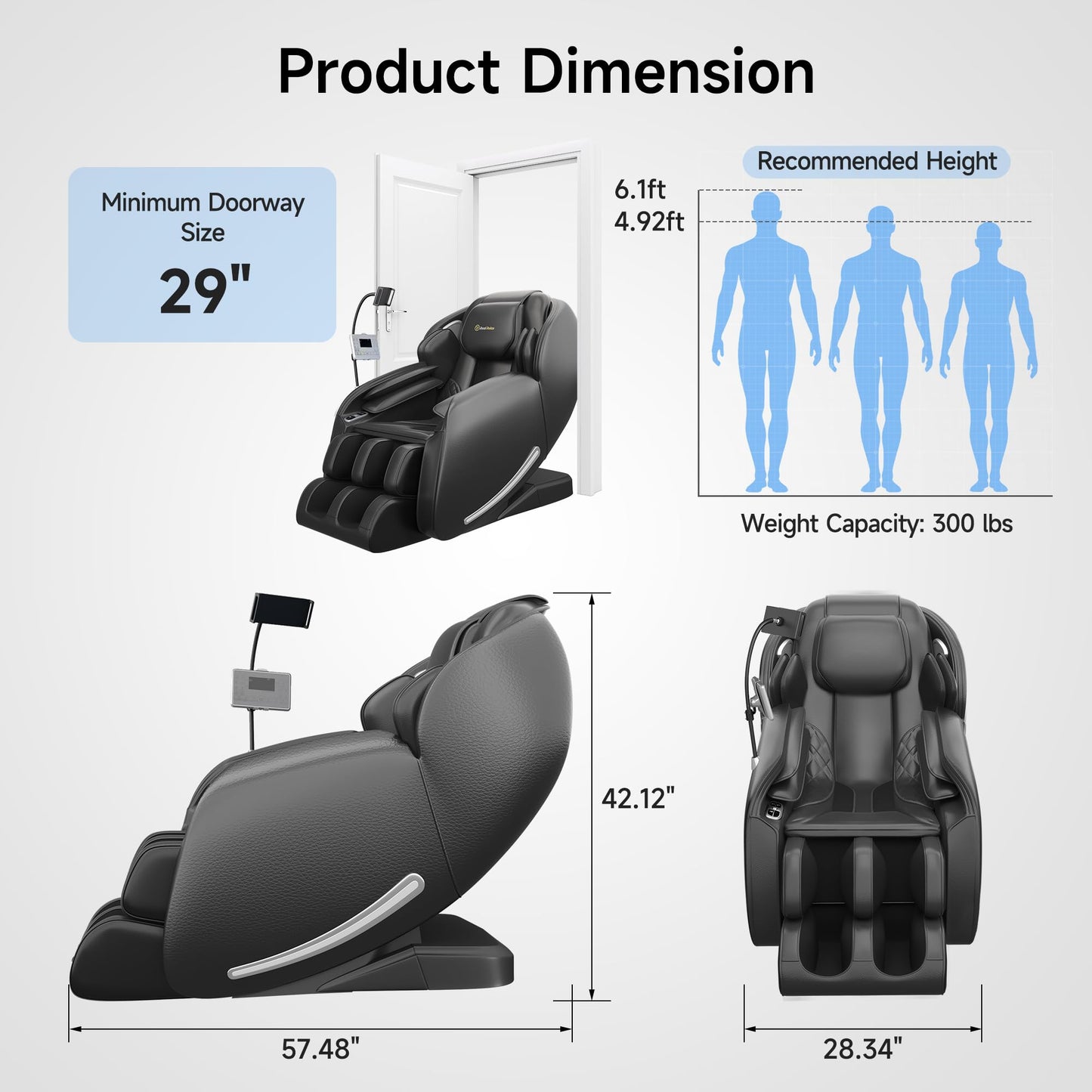 Real Relax Massage Chair Full Body with Unique Phone Controller, Zero Gravity 3D SL-Track Recliner with APP Control, Child Lock,Pause Button, Favor-06, Black