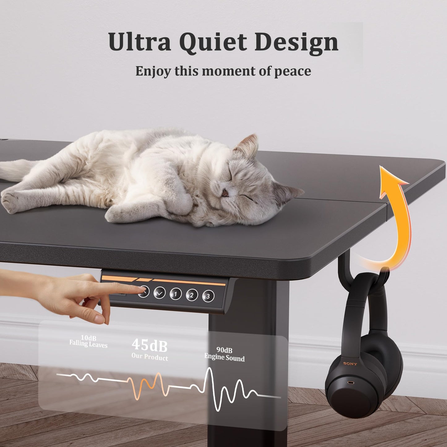Claiks Electric Standing Desk, Adjustable Height Stand up Desk, 55x24 Inches Sit Stand Home Office Desk with Splice Board, Black Frame/Black Top