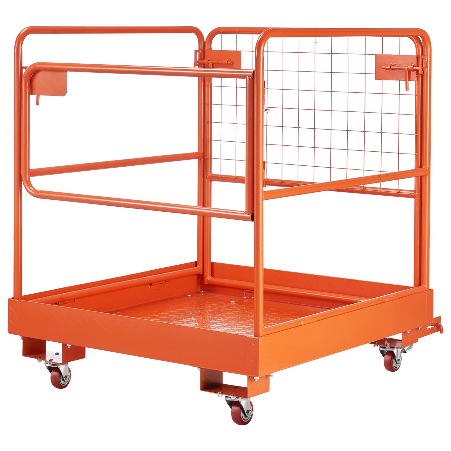 VEVOR Forklift Man Basket, 36.6 x 36.6 Inch Forklift Safety Cage with 4 Wheels, 1200 lbs Capacity Heavy Duty Work Platform, Collapsible Lift Basket Safety Set, for Most Aerial Jobs Lifting Loader