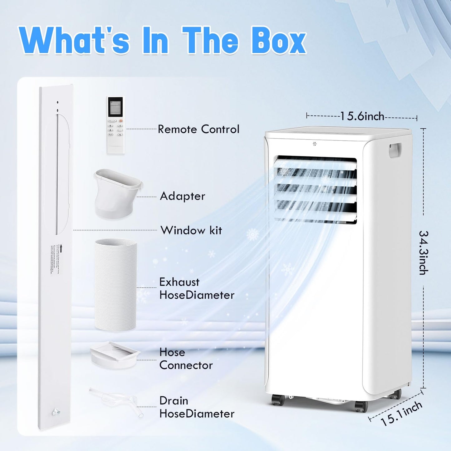 Portable Air Conditioner - 12,000 BTU 3-in-1 Cooling Unit with Dehumidifier, Fan & AC Modes - Ac Units Cools Up to 550 Sq.Ft - 24-Hour Timer, Remote Control & Window Kit Included