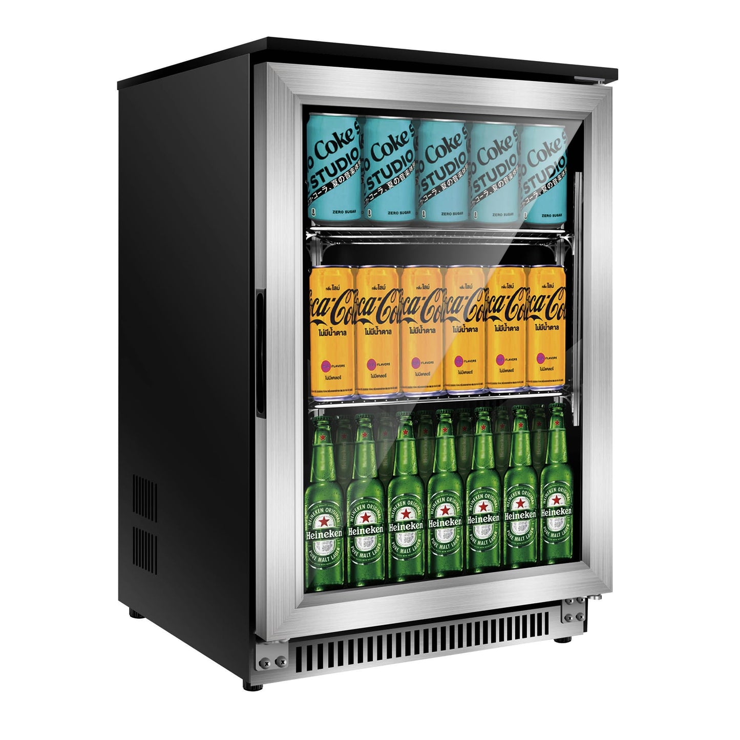 Advanics 20 Inch Beverage Refrigerator Cooler,Under Counter Drink Fridge with Glass Door, Built-in or Freestanding, Quiet Compressor Cooling, 120 Can Capacity for Beer and Soda