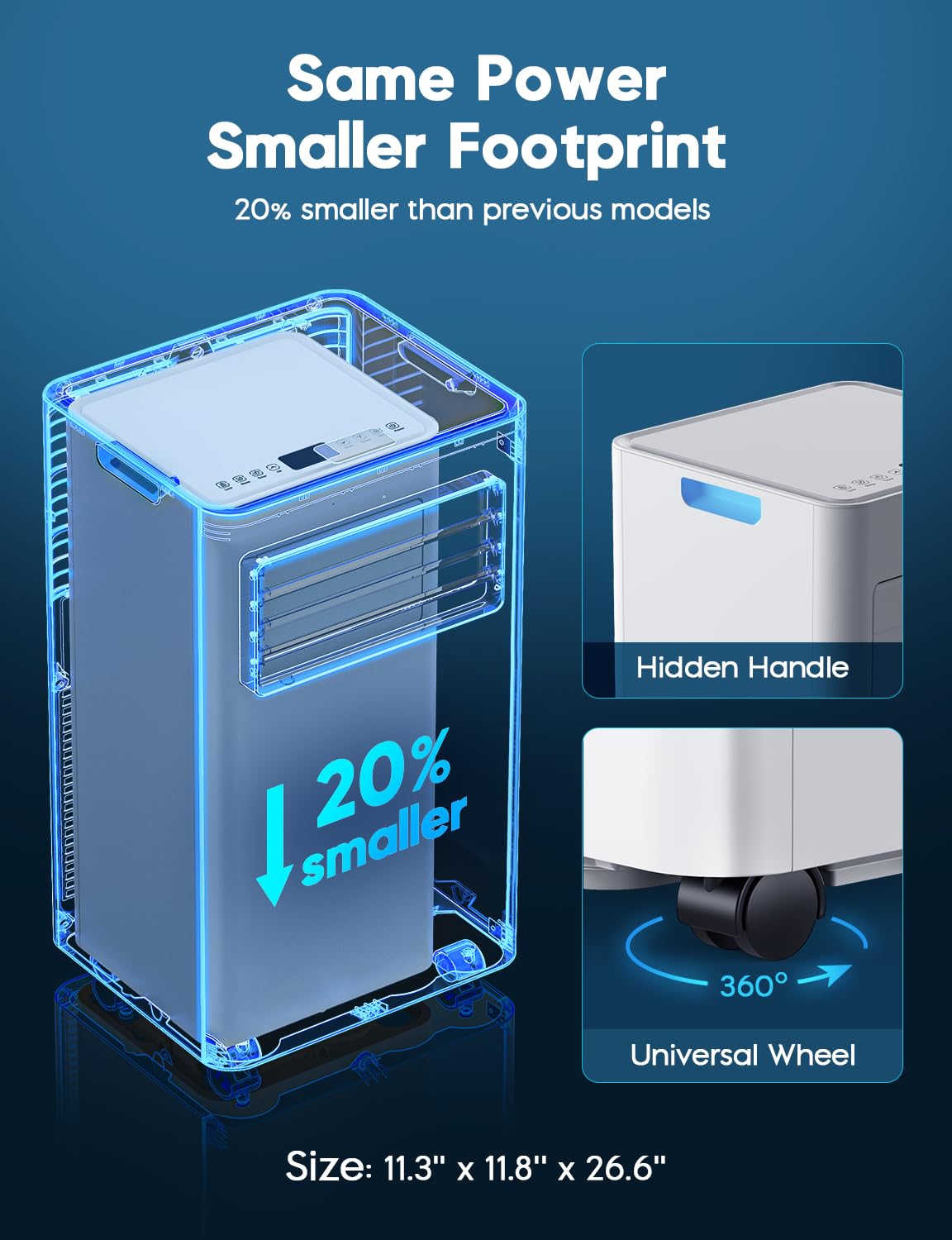10,000 BTU Portable Air Conditioner, 3-in-1 AC Unit for 450 Sq.Ft Rooms With Cooling, Dehumidification & Fan Modes, Includes Remote Control, 24H Timer & Window Kit for Bedroom