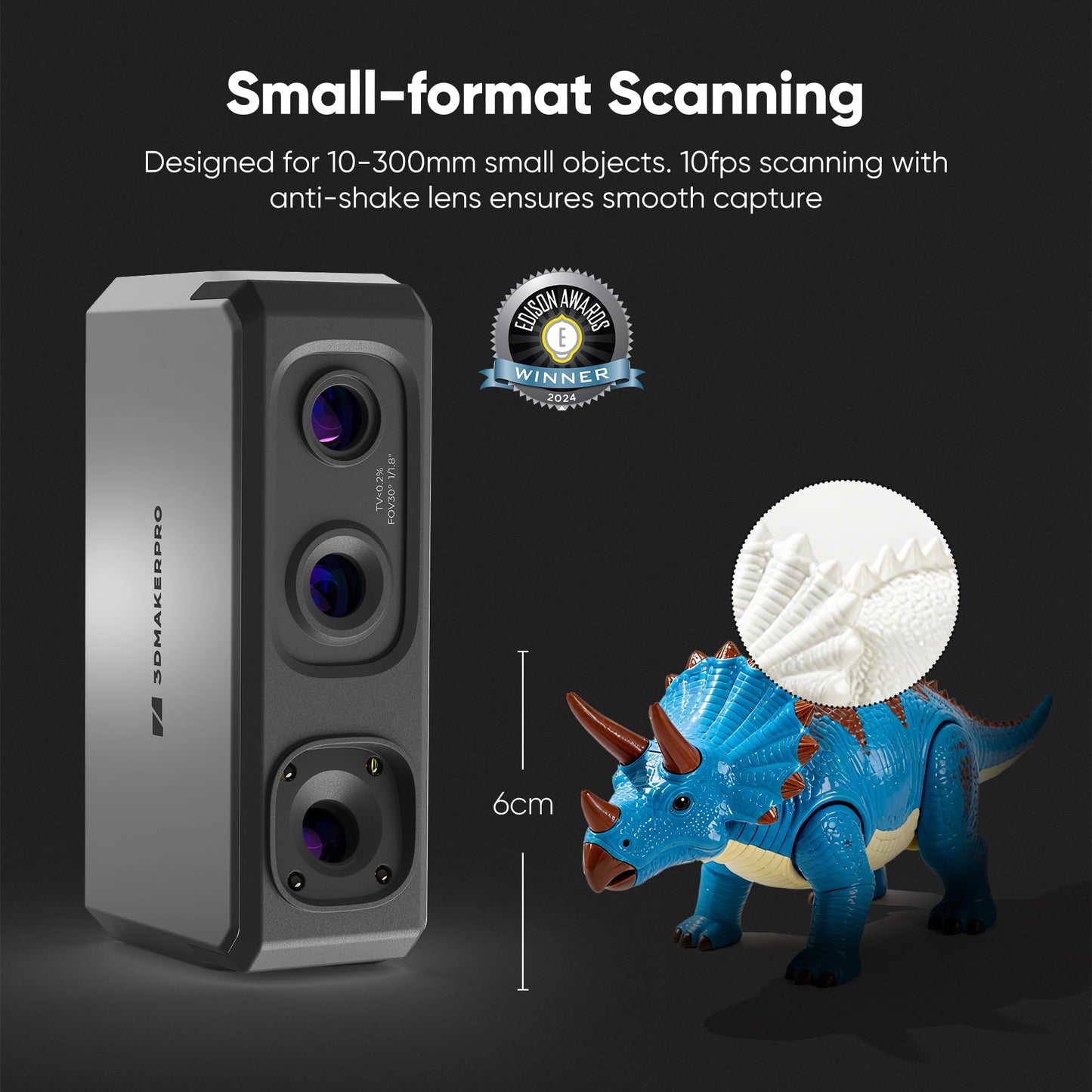 3DMakerpro 3D Scanner Seal Lite, Small-Format 3D Scanners for Printing, Blue Led Light Source, Up to 0.02mm Accuracy, Mono Texture Scanning