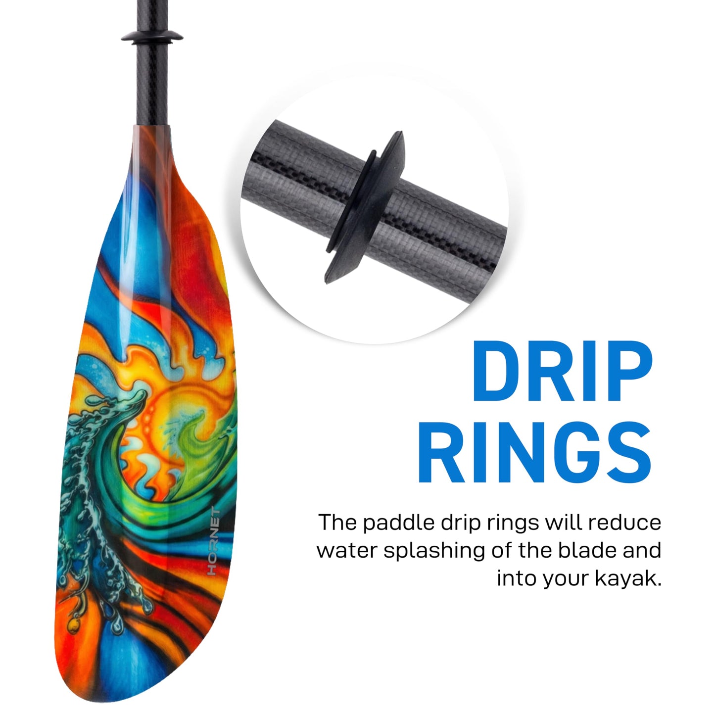Hornet Watersports Waves Fiberglass Kayak Paddle for Adults- Ideal for Touring, Fishing and Boating- 90.5 inches / 230CM Adjustable with Carbon Fiber Shaft- Kayak Oars Kayaking Equipment
