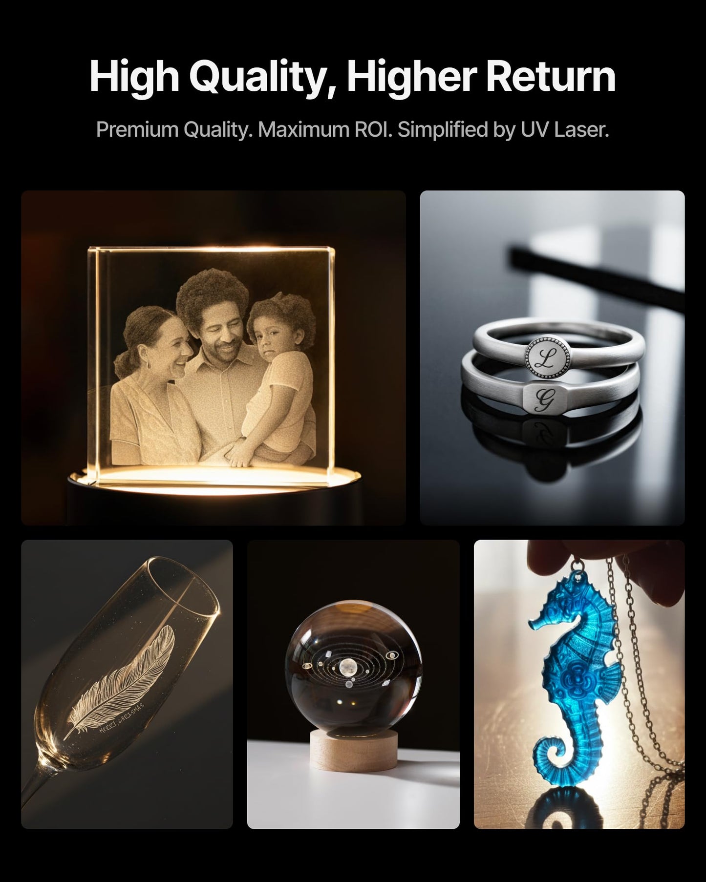 xTool F2 Ultra UV Laser Engraver, 5W UV Laser, 3D Inner and Fine Glass Engraving, Dual 48MP Cameras, 15,000 mm/s High Speed, AI Powered 2D-to-3D Software, Ultra-Precise Detail on Glass Plastic Acrylic