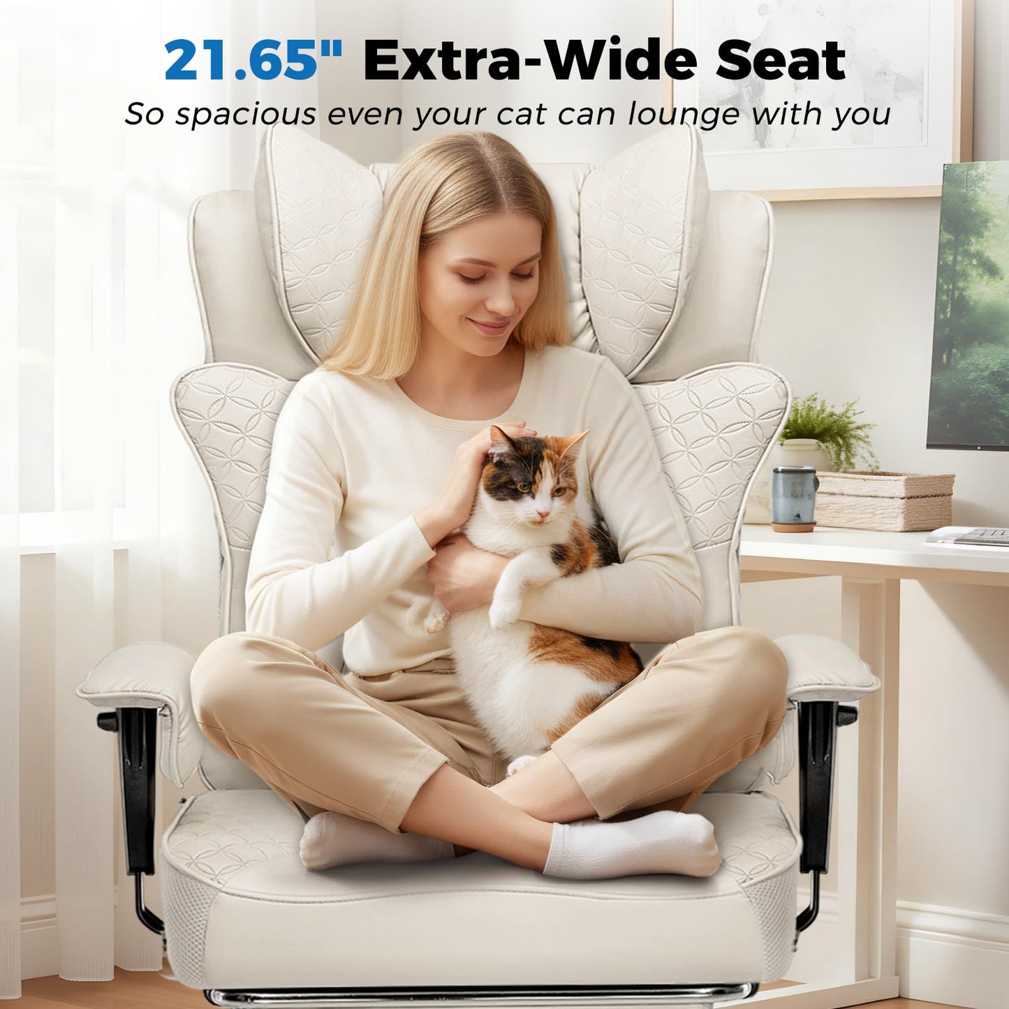 GTPLAYER Big and Tall Office Chair, Wide Ergonomic Gaming Chair with Deluxe Embossing Designed Leather with Foot Rest,150°Reclining Adjustable Soft Armrests Pocket Spring Back Support and Pillow