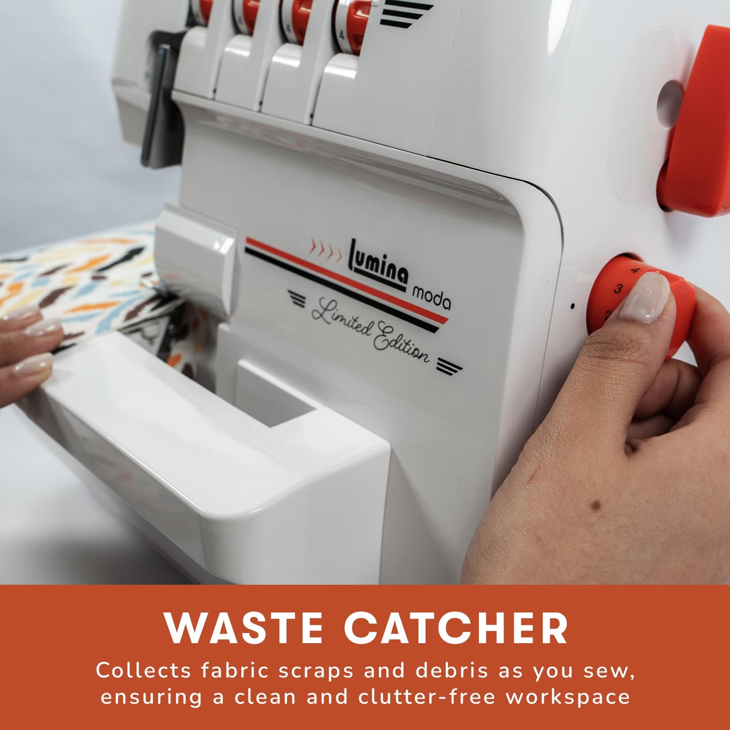 Lumina Moda Serger Overlock Machine with 2-3-4 Stitch Capability, Heavy-Duty Metal Frame 1250 Stitches/Minute, Differential Feed, Free Arm & LED Light