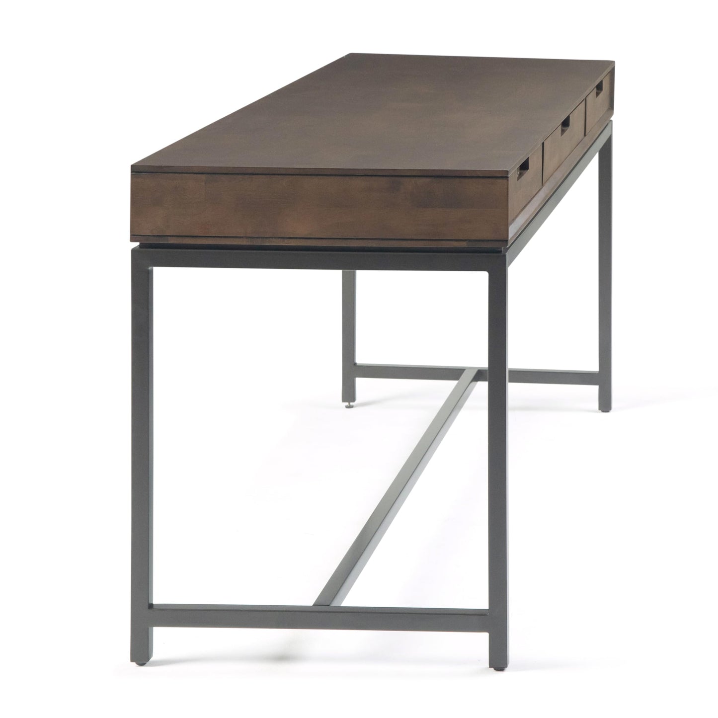 SIMPLIHOME Banting Desk - 72 Inch Wide Solid Wood and Metal Writing Desk in Walnut Brown, Modern Industrial Home Office Computer Table for Study with 2 Drawers and Flip-Down Keyboard Tray