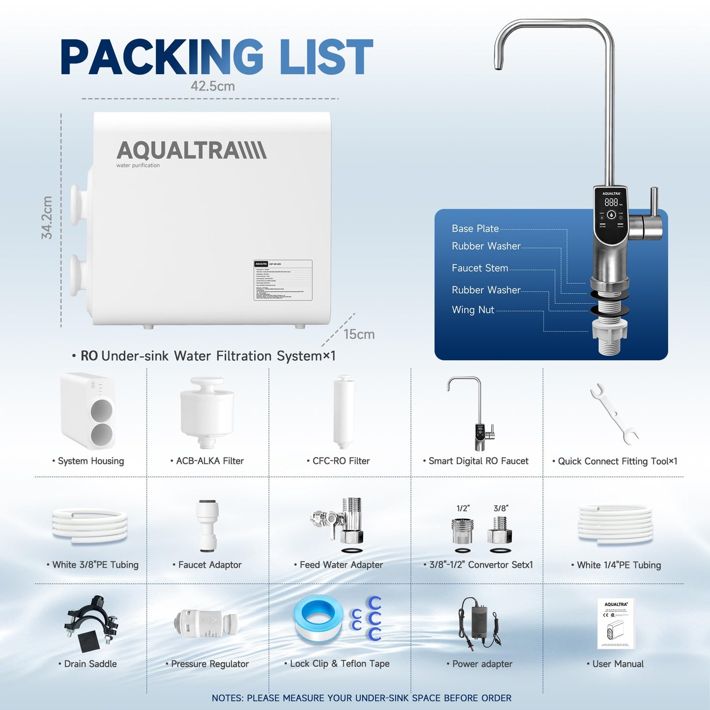 AQUALTRA USF-AR-1000 Reverse Osmosis System, 10 Stage Alkaline Tankless RO System, NSF/ANSI/CAN 372 Certified, 1000GPD, 3:1 Pure to Drain, Smart LED Faucet