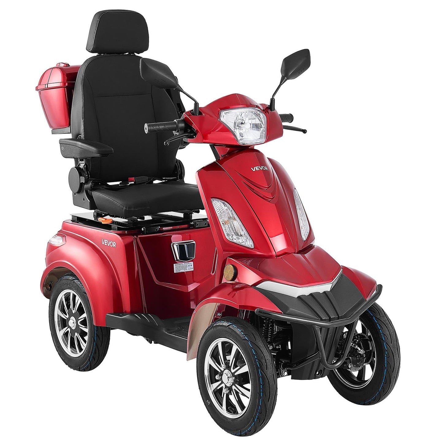 VEVOR Heavy Duty 4-Wheel Mobility Scooter, Powerful 1000W Brushless Motor, 500 lbs Capacity, 21.5 Miles Long Range, All Terrain Mobility Scooter with Lockable Trunk for Seniors & Adults
