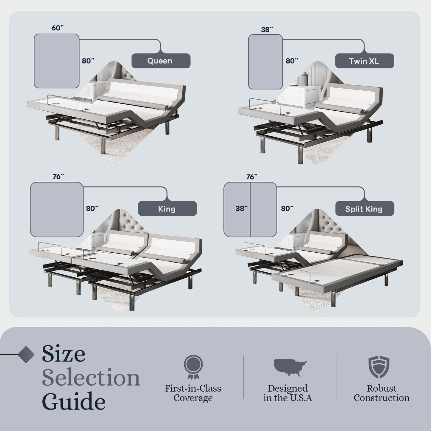 Sven & Son Platinum Adjustable Bed Base Frame + 14 inch Hybrid Spring Matt (Medium Soft), Lumbar Support, Head-Pillow-Tilt, Massage, Under-Bed Lights, USB - Split King