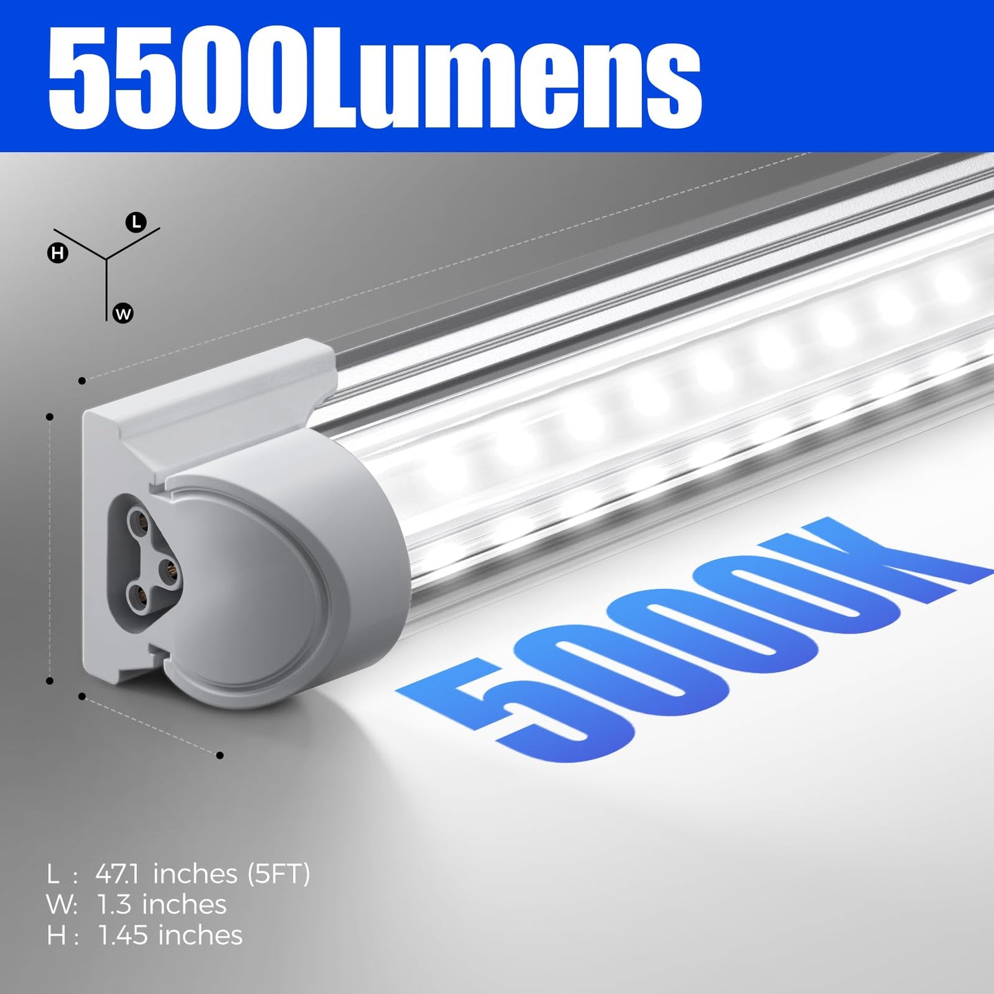Barrina LED Shop Light, 40W 5500LM, 4FT V Shape T8 Fixture, Aluminum, Daylight White, Model BAL40, 20 Packs