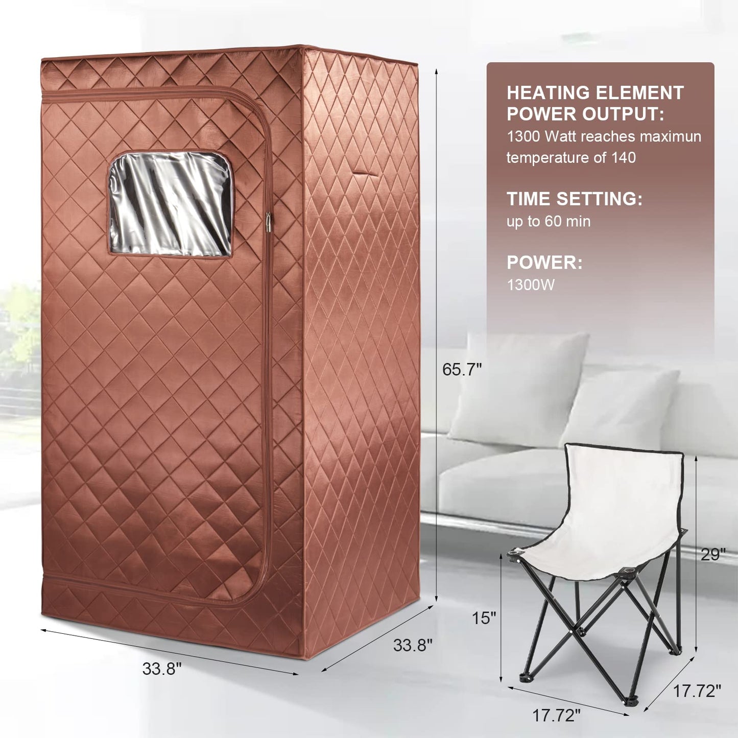 amocane Far Infrared Portable Sauna, Personal Dry Sauna Spa for Relaxation, Sauna Tent with Heating Foot Pad, Portable Chair, Remote Control, 140℉ Temerature, Full Size Indoor Sauna for Home & Gym