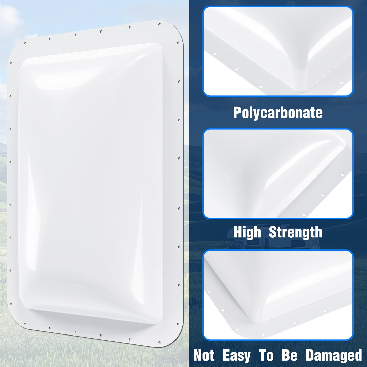 Kojem RV Skylight Replacement Cover, 18in x 26in, Fits 14in x 22in Openings, White, Model LYAP-737-1